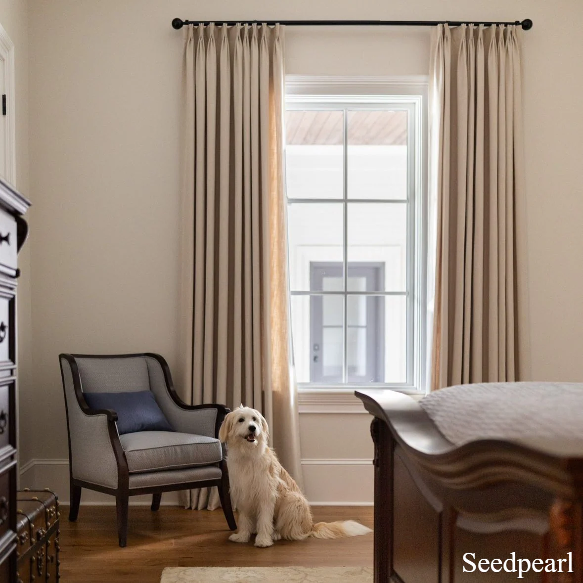Bella Cotton Ready-made Curtains & Drapes Pinch Pleat with Room Darkening Liner