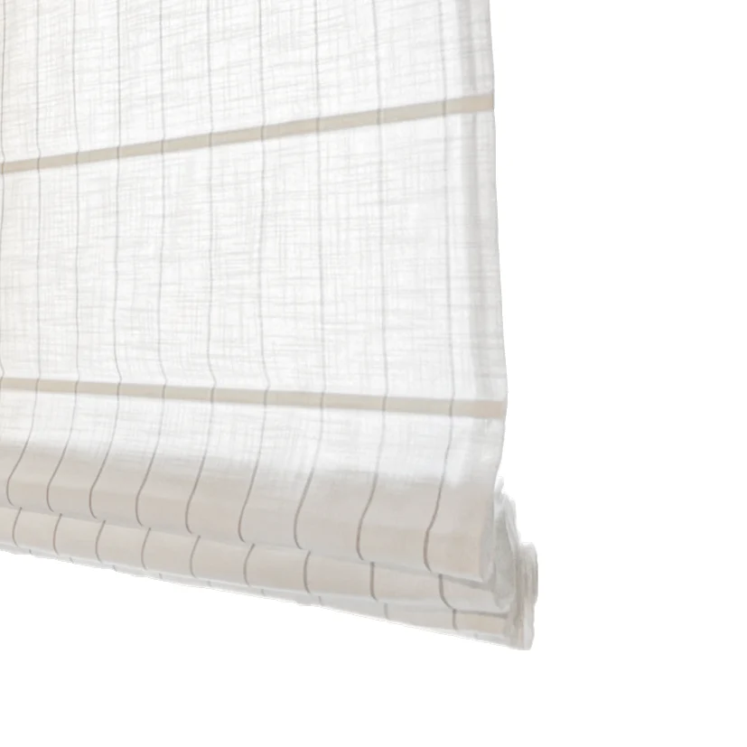 Vivienne Plaid Striped Linen Roman Shades & Blinds - Image 3