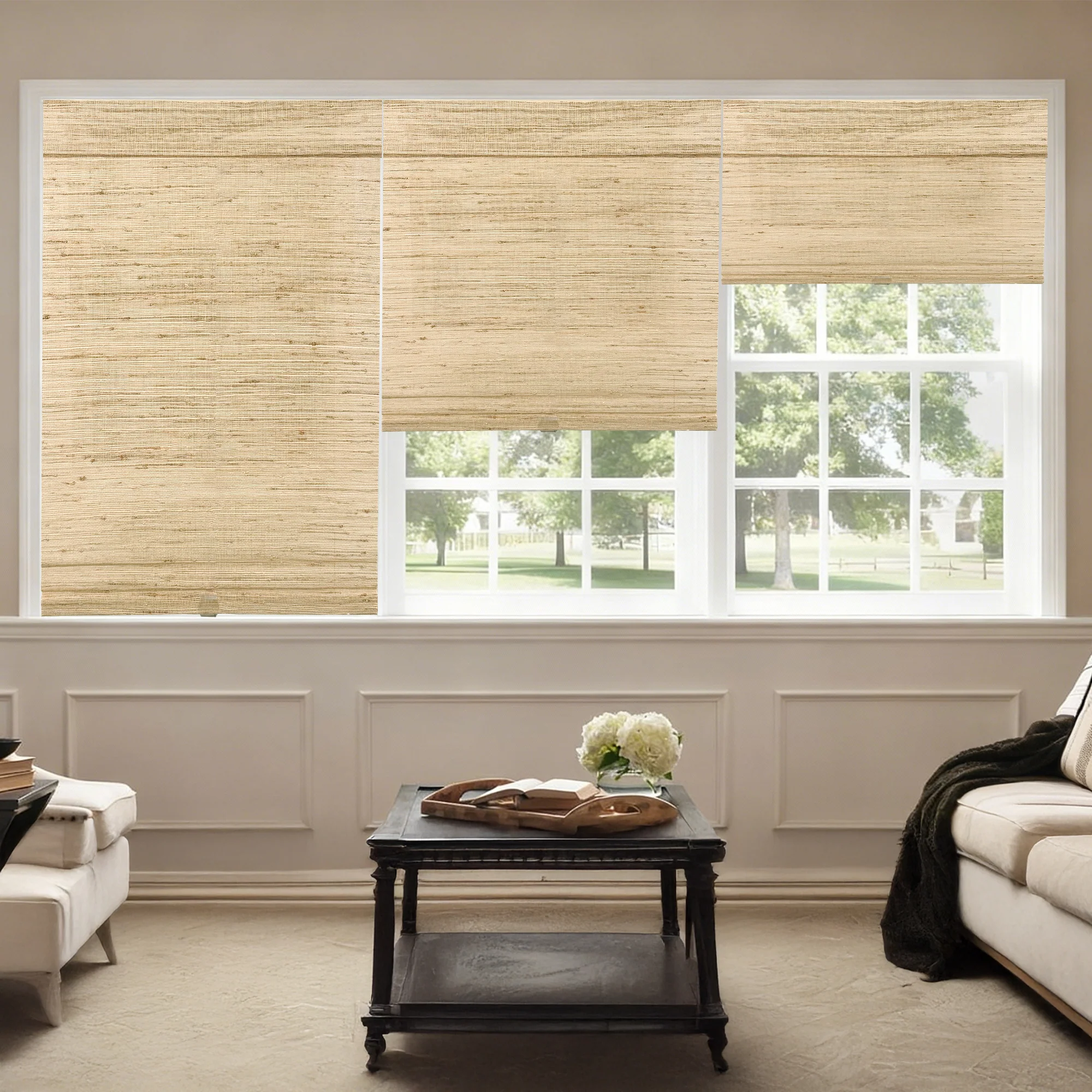 Ivy Woven Bamboo Blinds & Shades | 3 Shades on 1 Headrail - Image 2