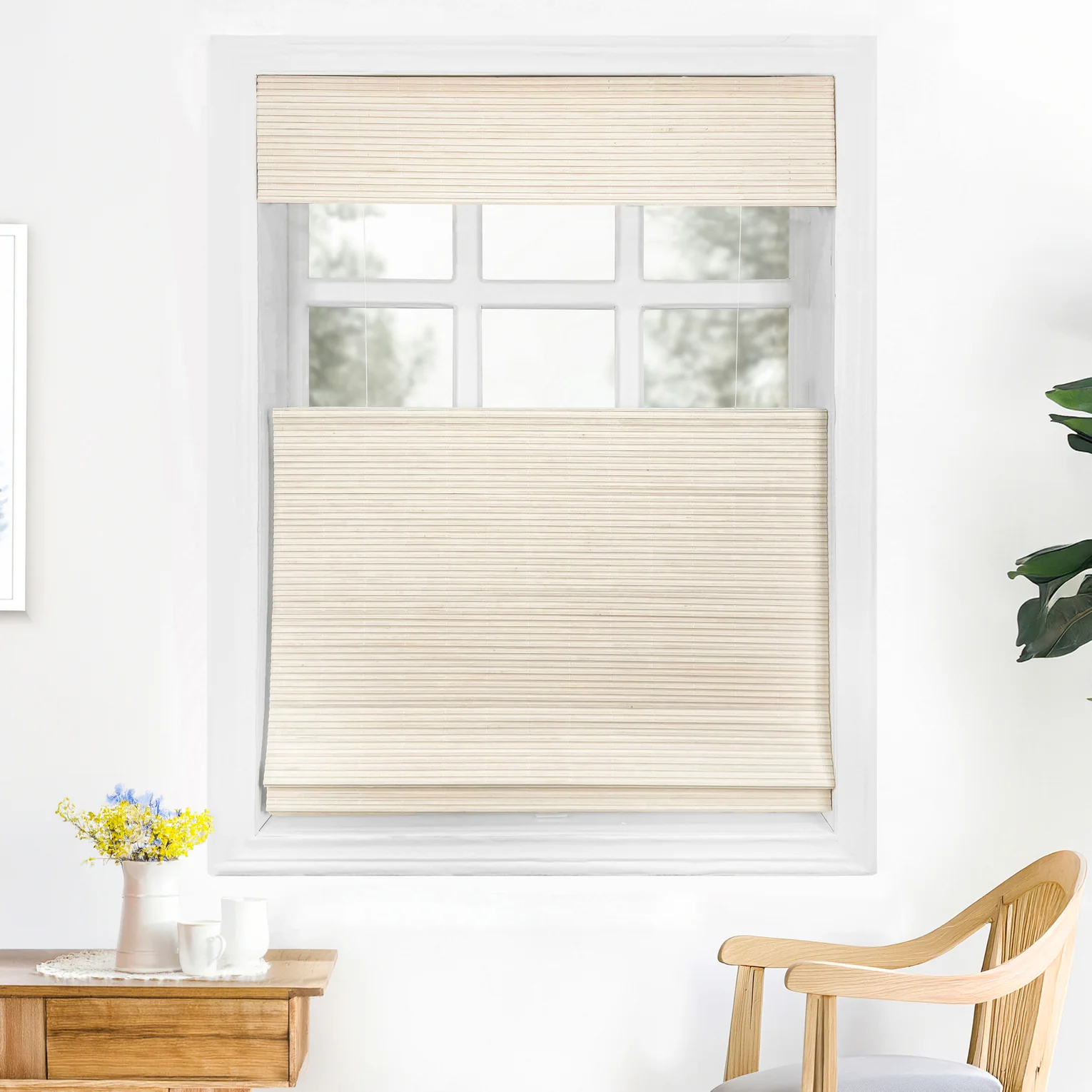 Ivy Woven Bamboo Blinds & Shades Top Down Bottom Up | Bone White - Image 4