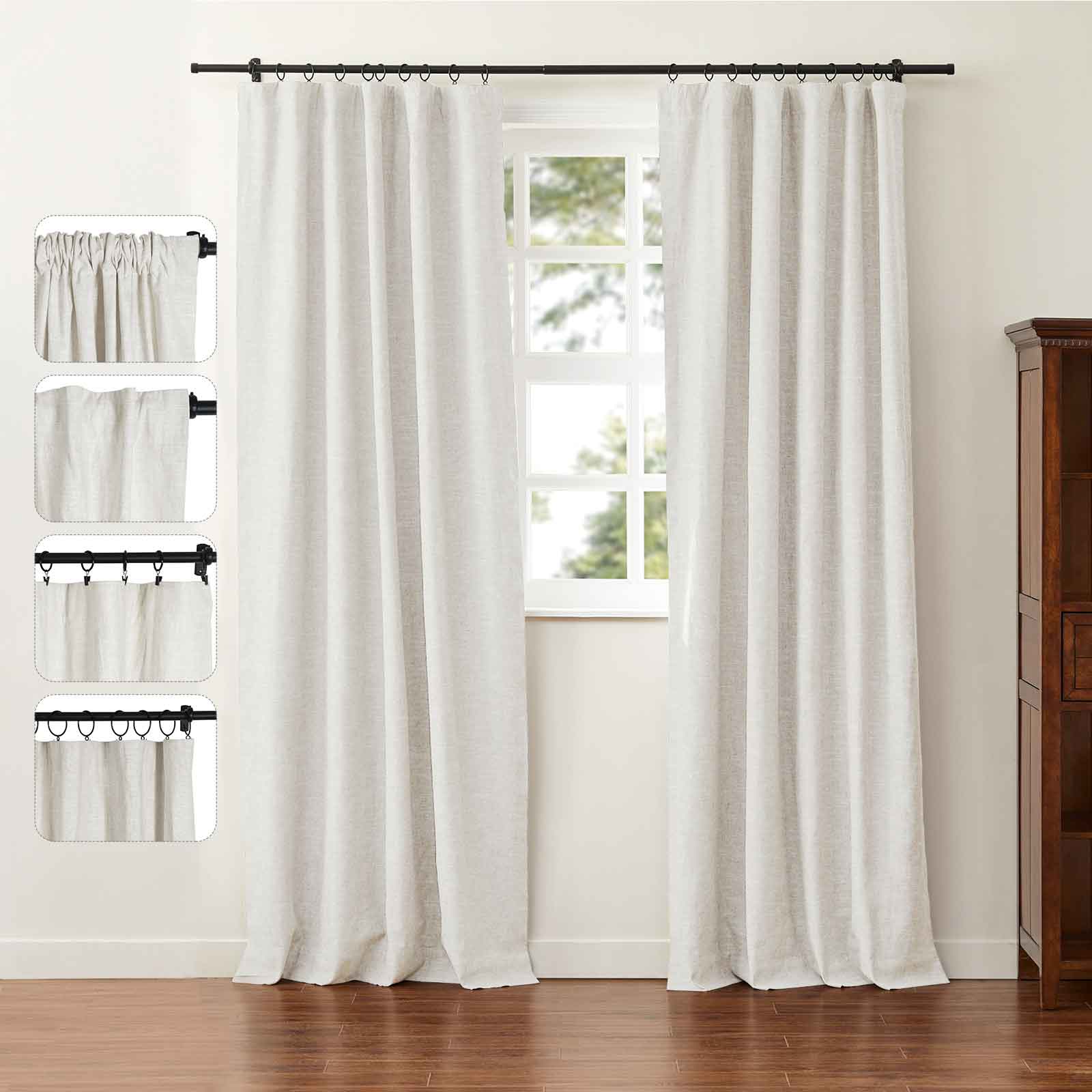 Jenna Linen Curtains & Drapes Soft Top - Image 29