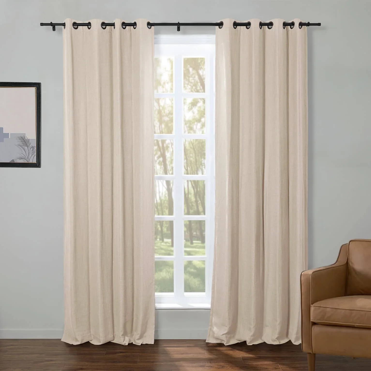 Kelly Faux Linen Curtains & Drapes Grommet - Image 19
