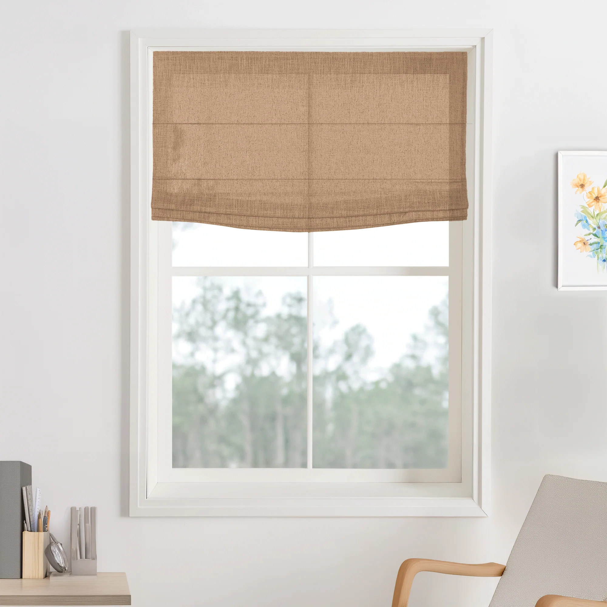 Kelly Linen Roman Shades & Blinds | Flat Fold - Image 11