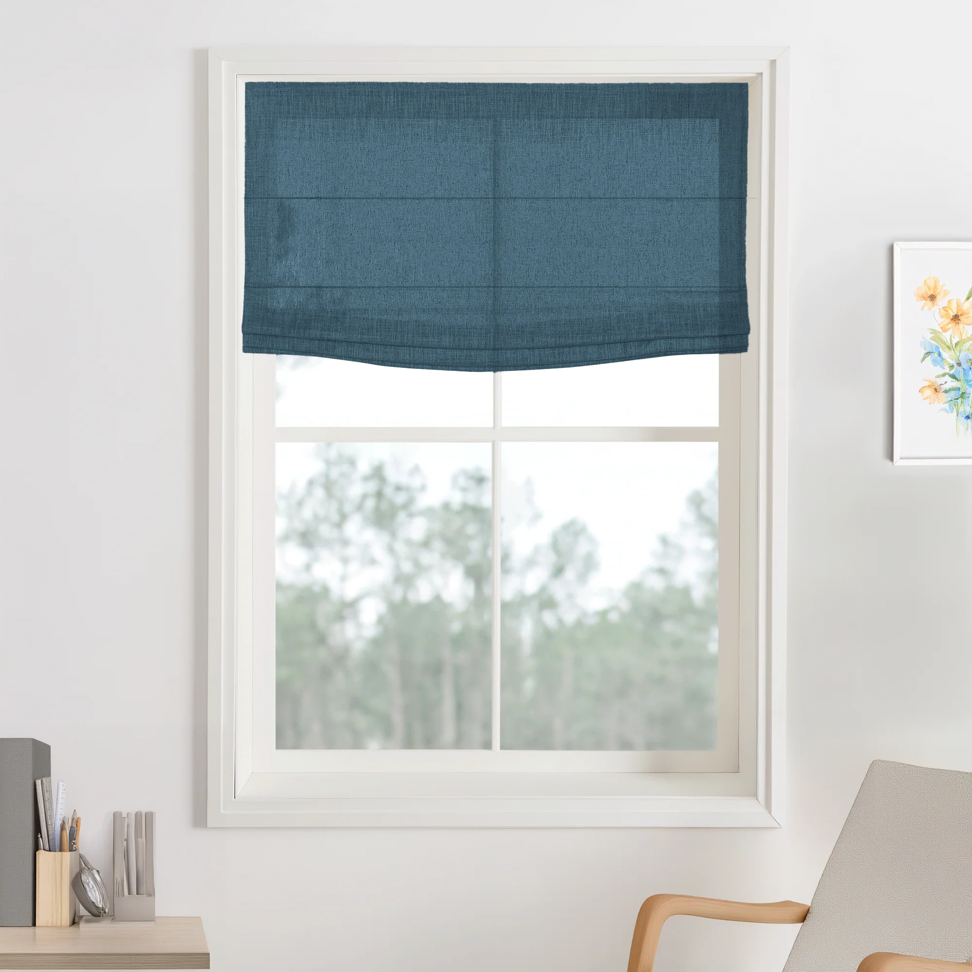 Kelly Linen Roman Shades & Blinds | Flat Fold - Image 12