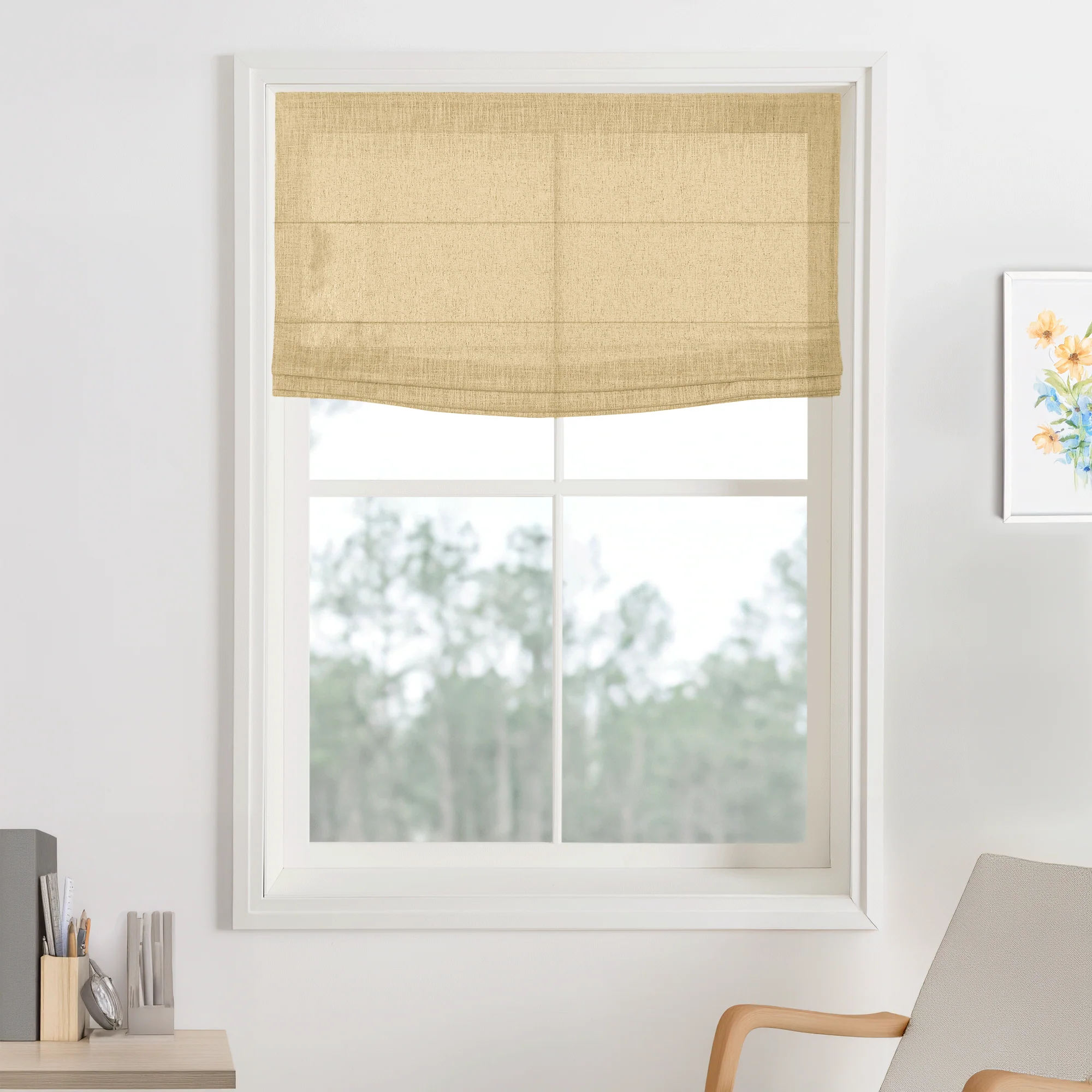 Kelly Linen Roman Shades & Blinds | Flat Fold - Image 13