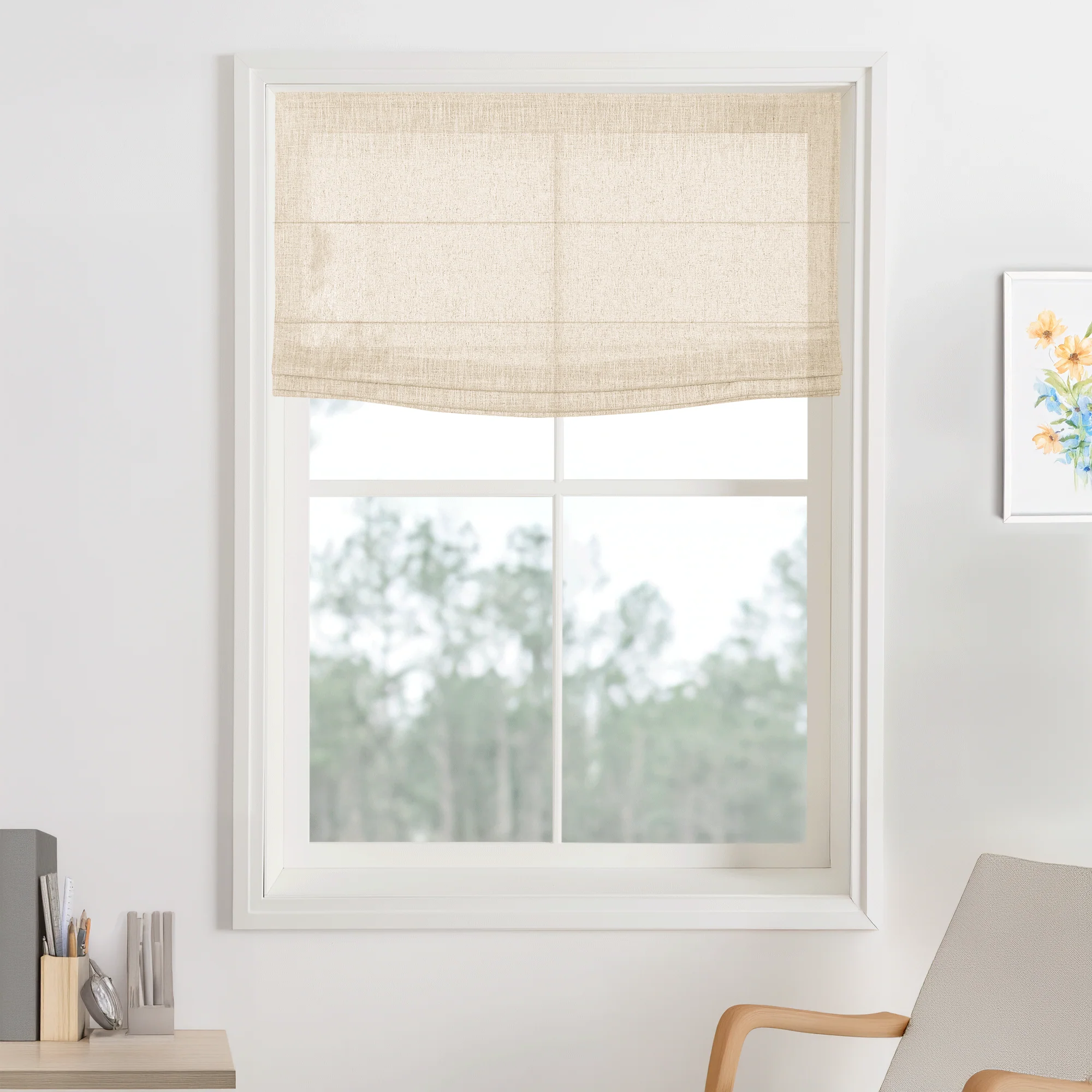Kelly Linen Roman Shades & Blinds | Flat Fold - Image 17