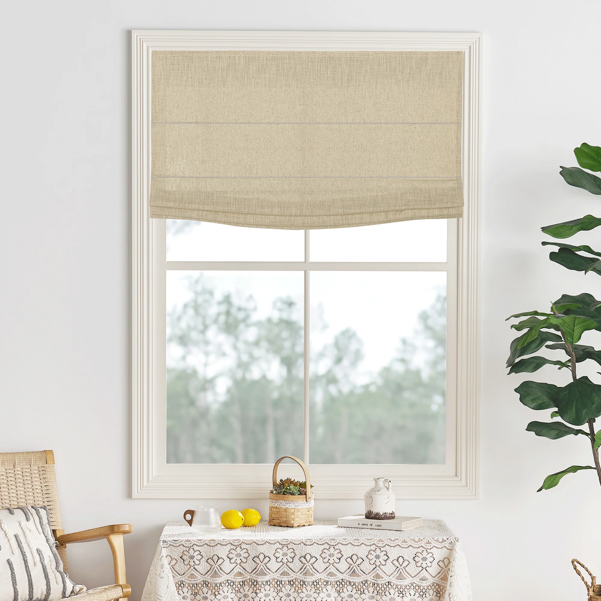 Lily Linen Roman Shades & Blinds | Flat Fold - Image 11