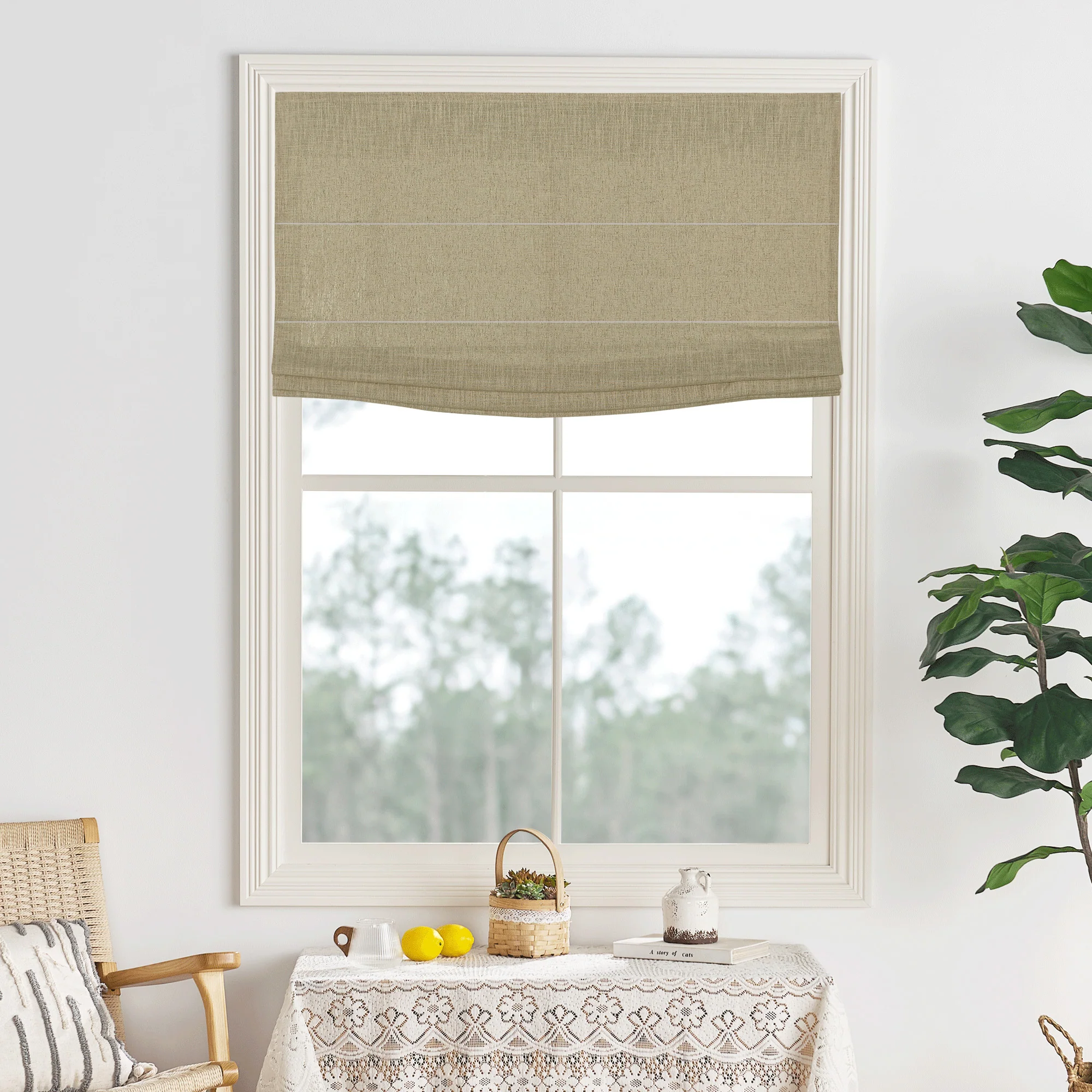 Lily Linen Roman Shades & Blinds | Flat Fold - Image 13