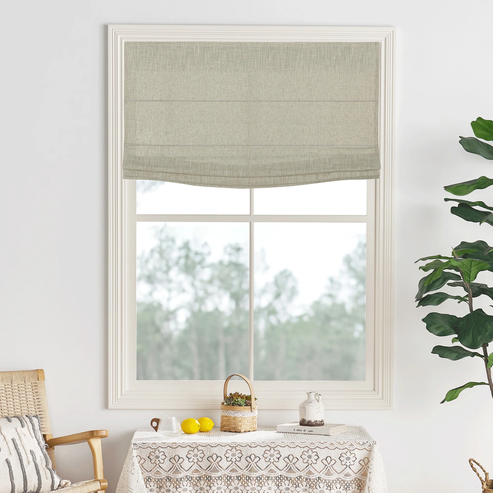 Lily Linen Roman Shades & Blinds | Flat Fold - Image 16