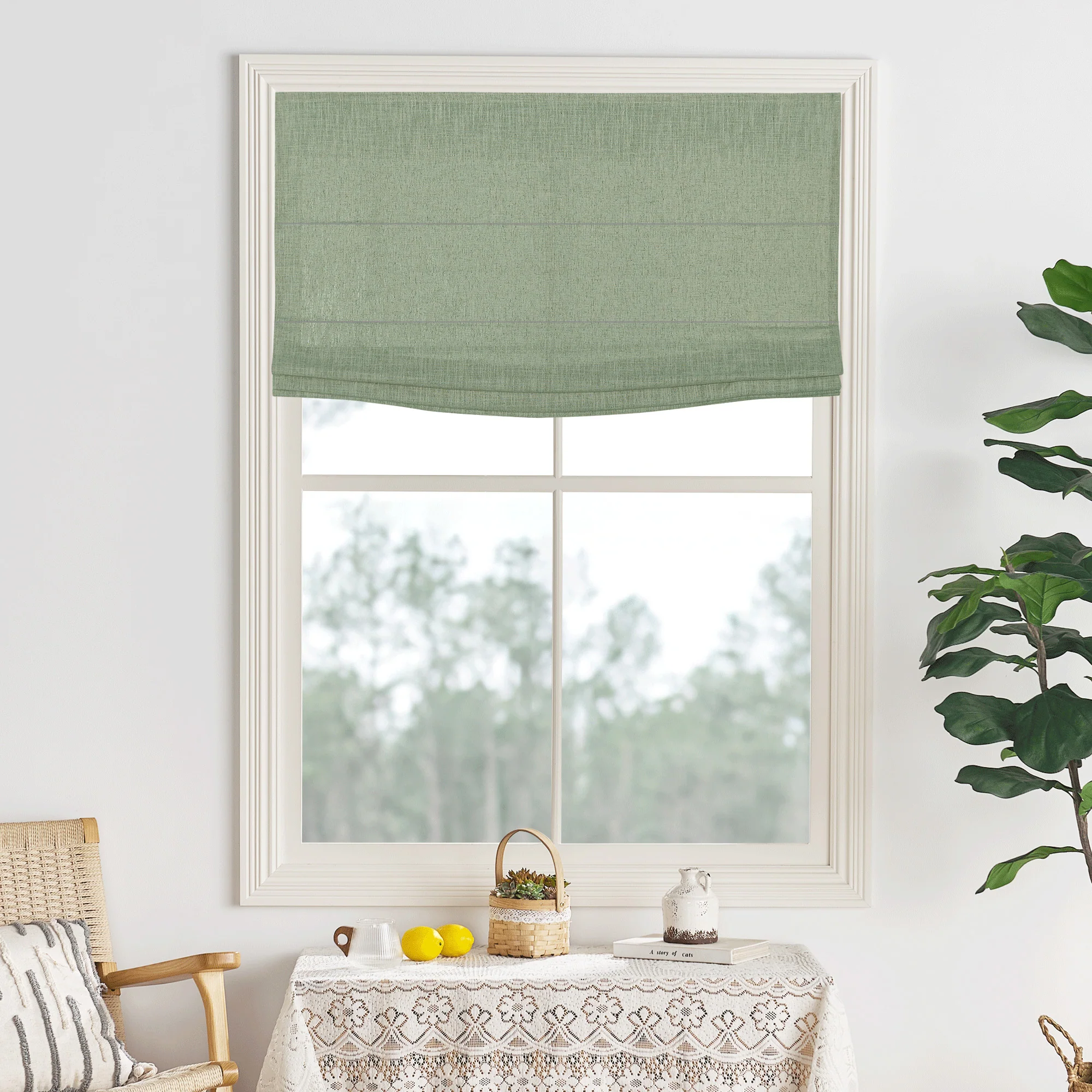 Lily Linen Roman Shades & Blinds | Flat Fold - Image 37