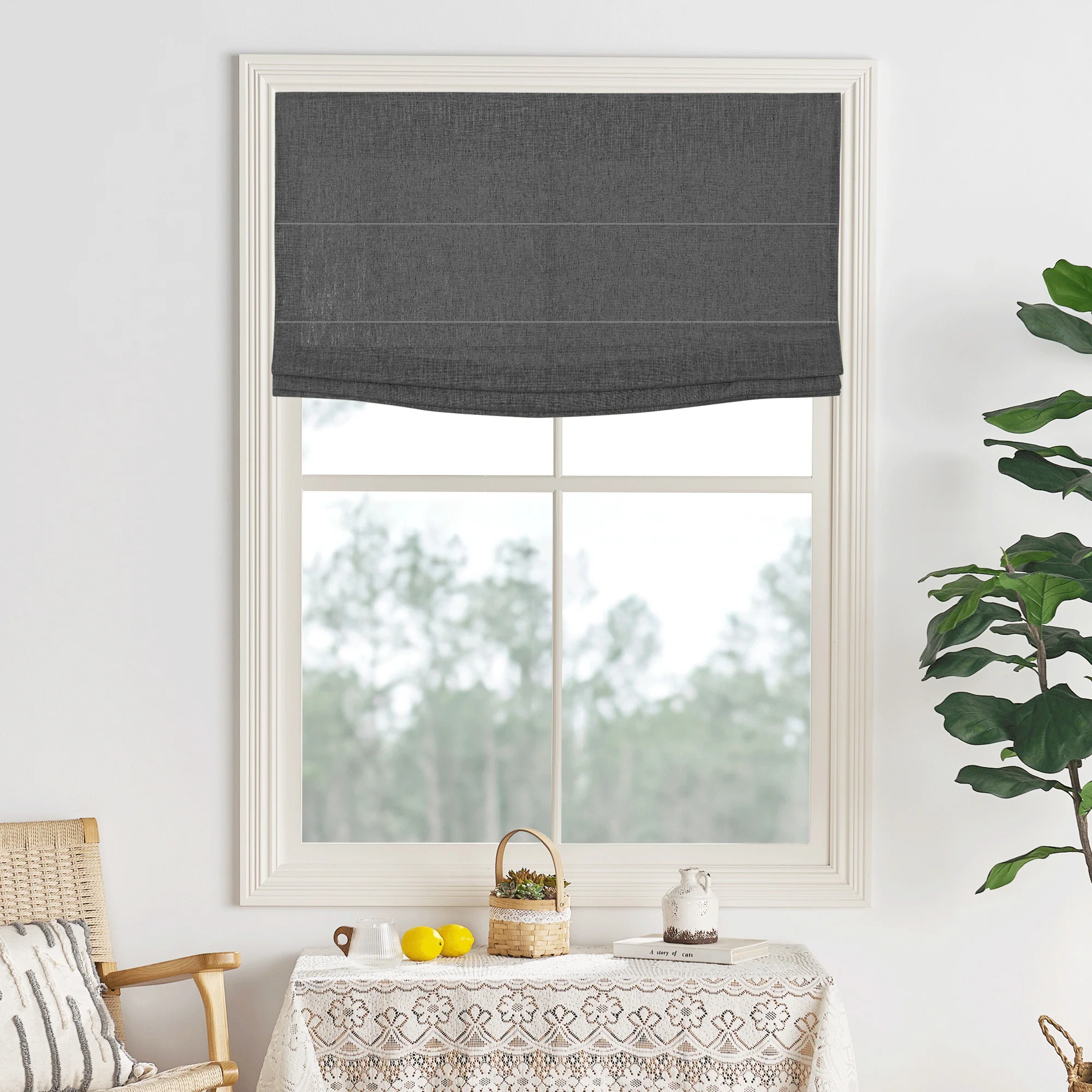 Lily Linen Roman Shades & Blinds | Flat Fold - Image 42