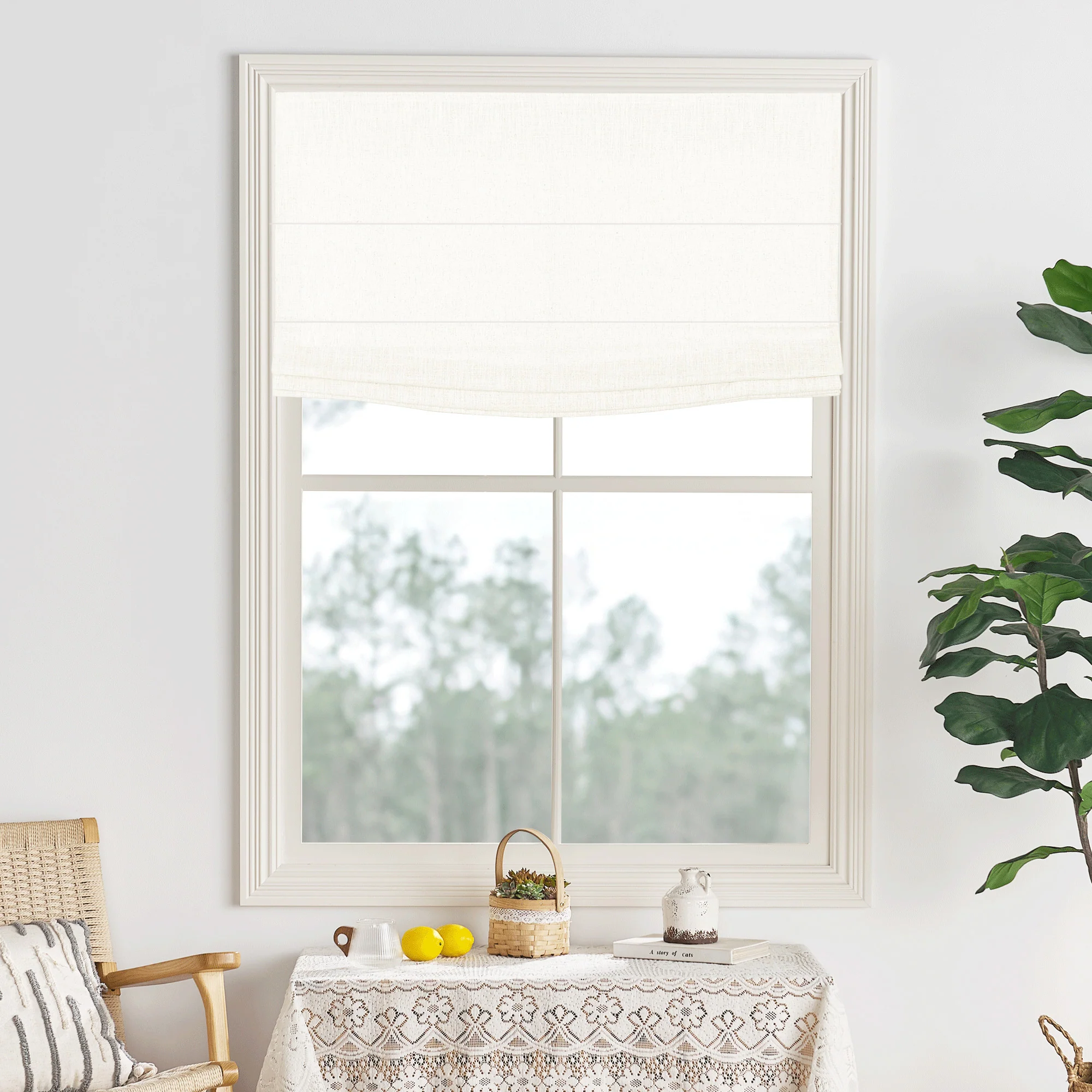 Lily Linen Roman Shades & Blinds | Flat Fold - Image 7