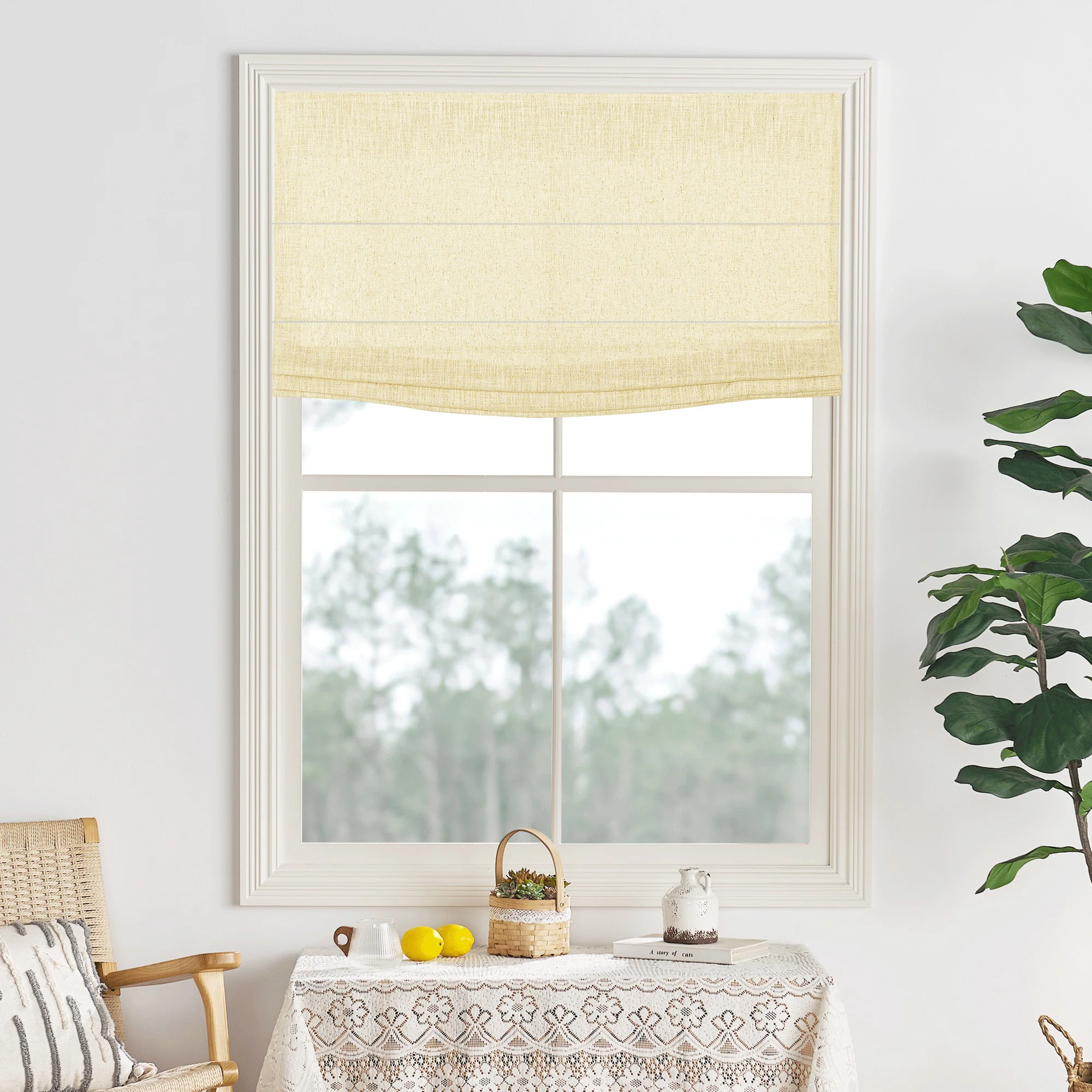 Lily Linen Roman Shades & Blinds | Flat Fold - Image 9