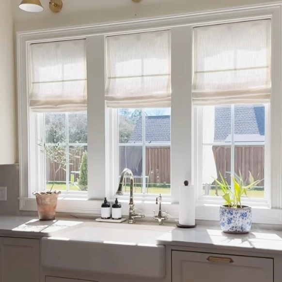 Lily Linen Roman Shades & Blinds | Plain Fold - Image 4