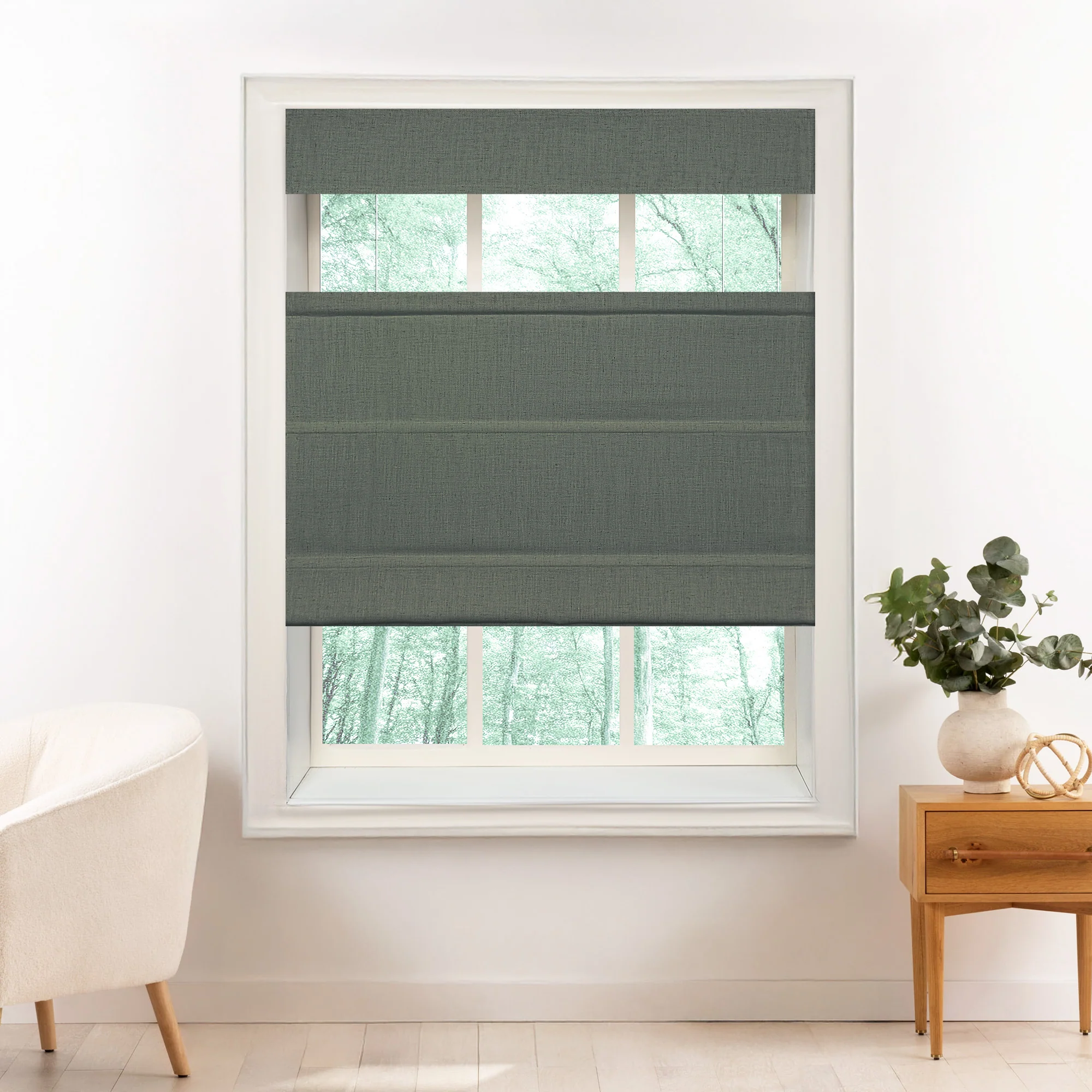 Liz Linen Herringbone Roman Shades & Blinds | Top Down Bottom Up - Image 35