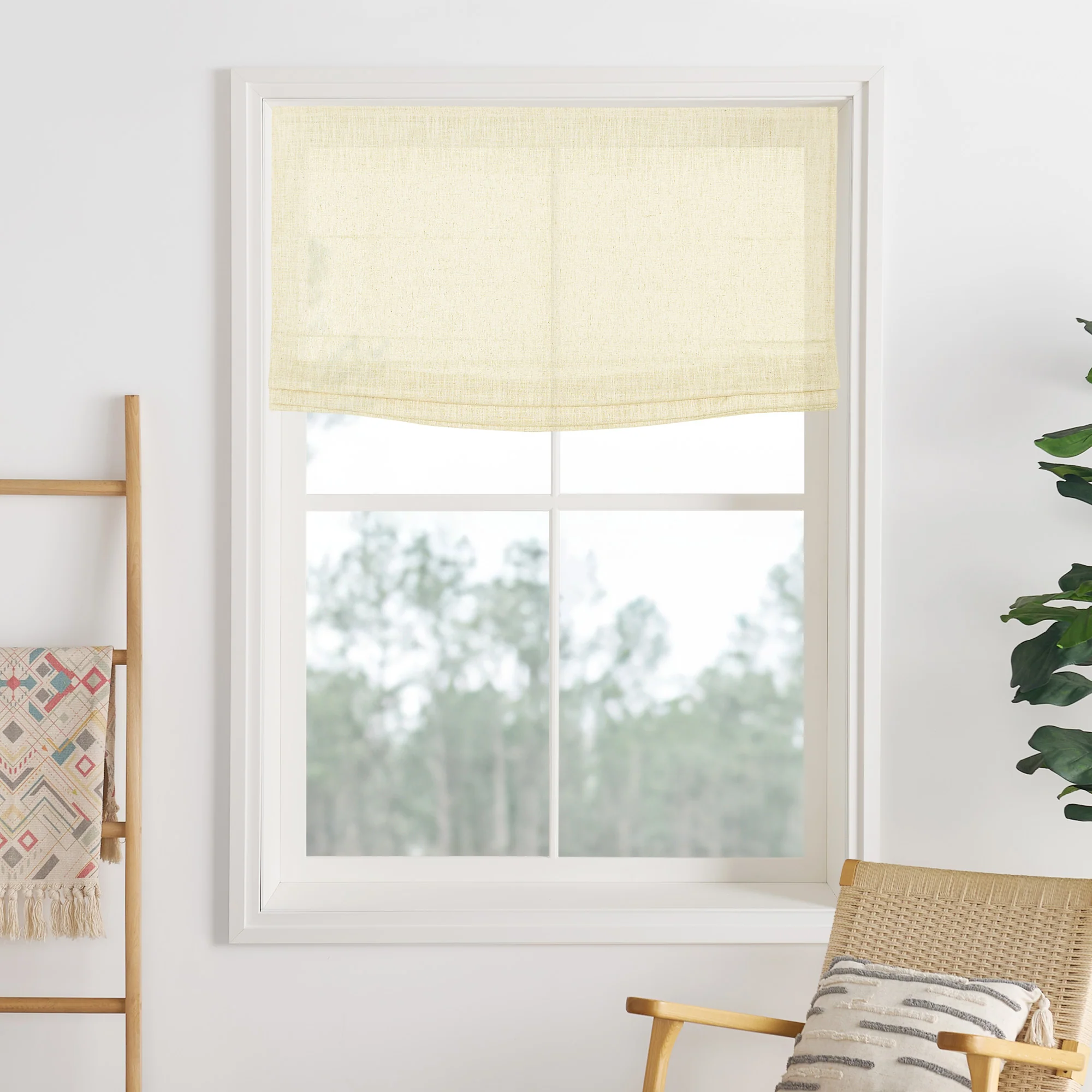 Liz Linen Herringbone Roman Shades & Blinds | Flat Fold - Image 11