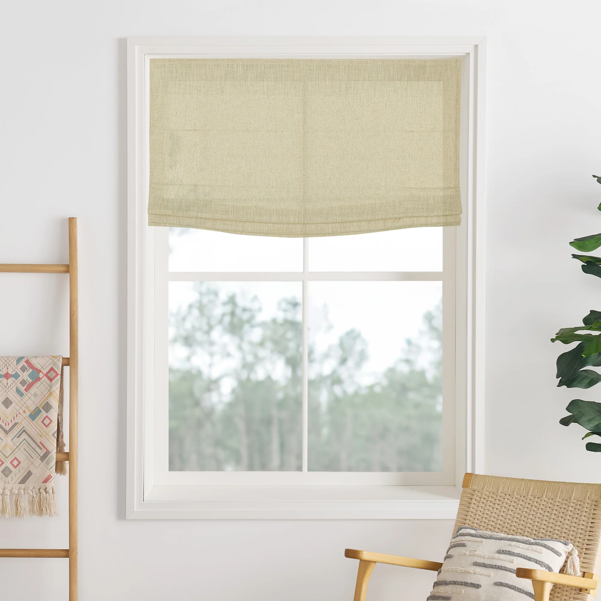 Liz Linen Herringbone Roman Shades & Blinds | Flat Fold - Image 12