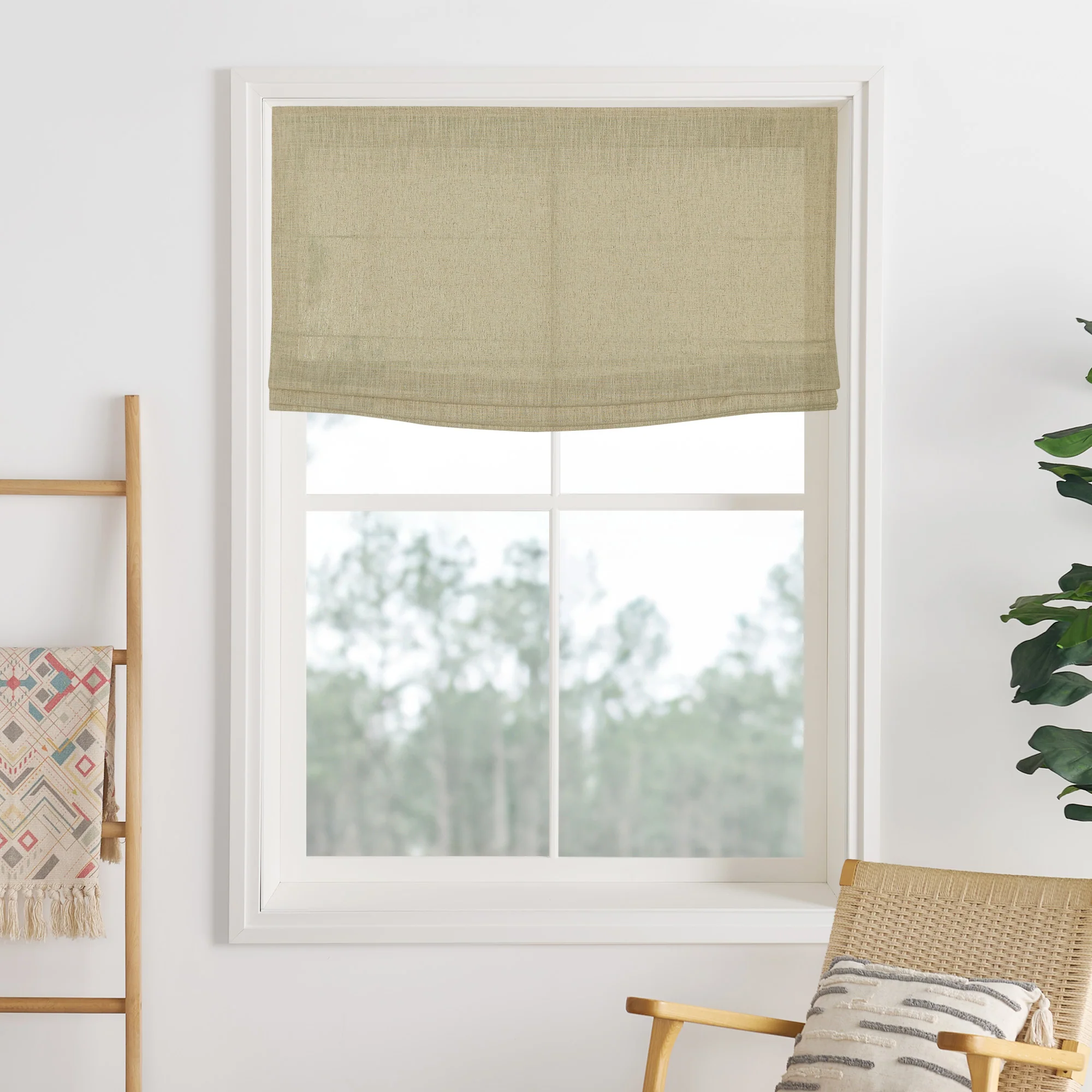 Liz Linen Herringbone Roman Shades & Blinds | Flat Fold - Image 13