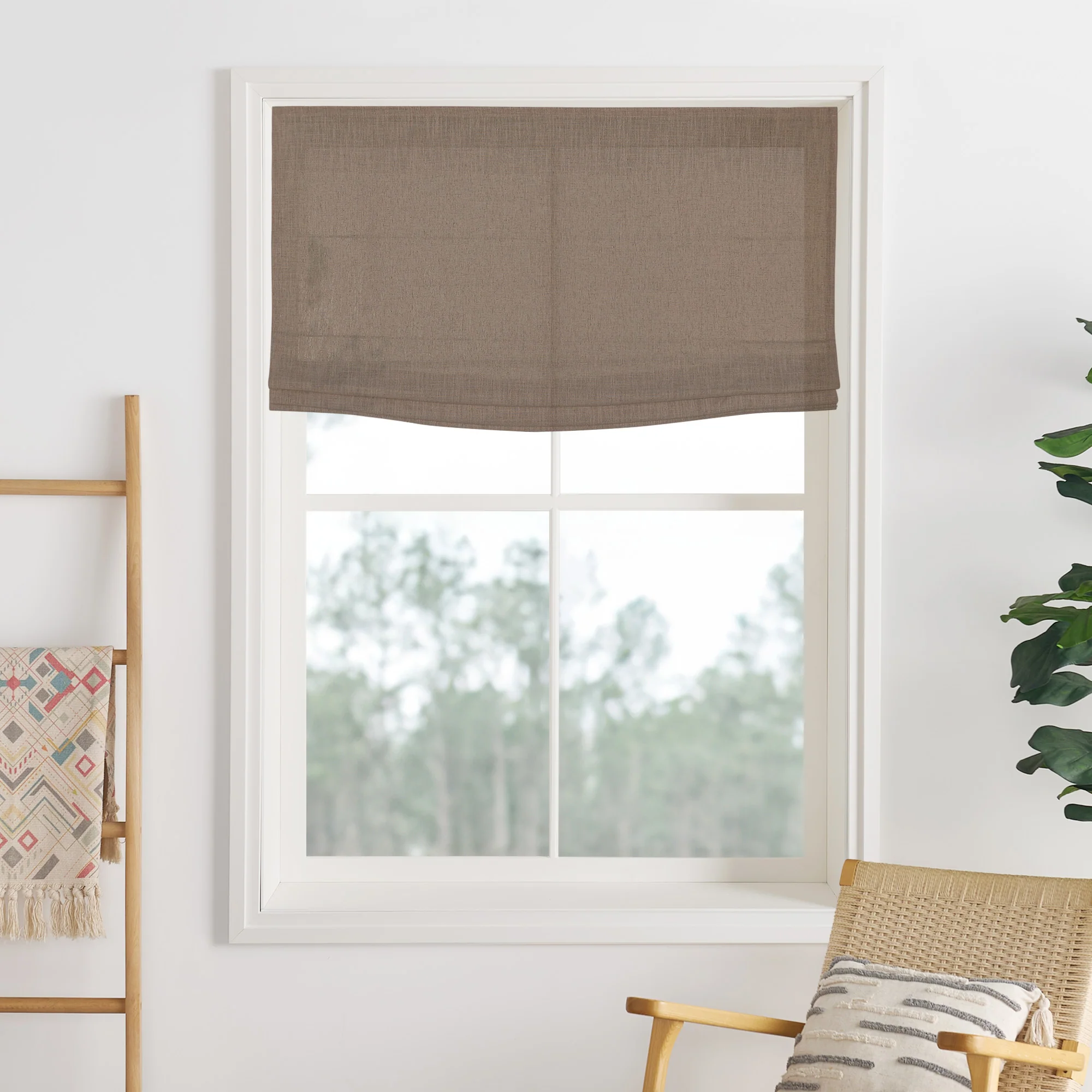 Liz Linen Herringbone Roman Shades & Blinds | Flat Fold - Image 14