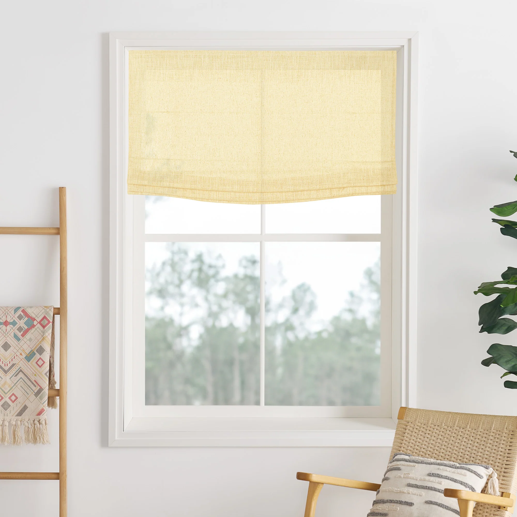 Liz Linen Herringbone Roman Shades & Blinds | Flat Fold - Image 15