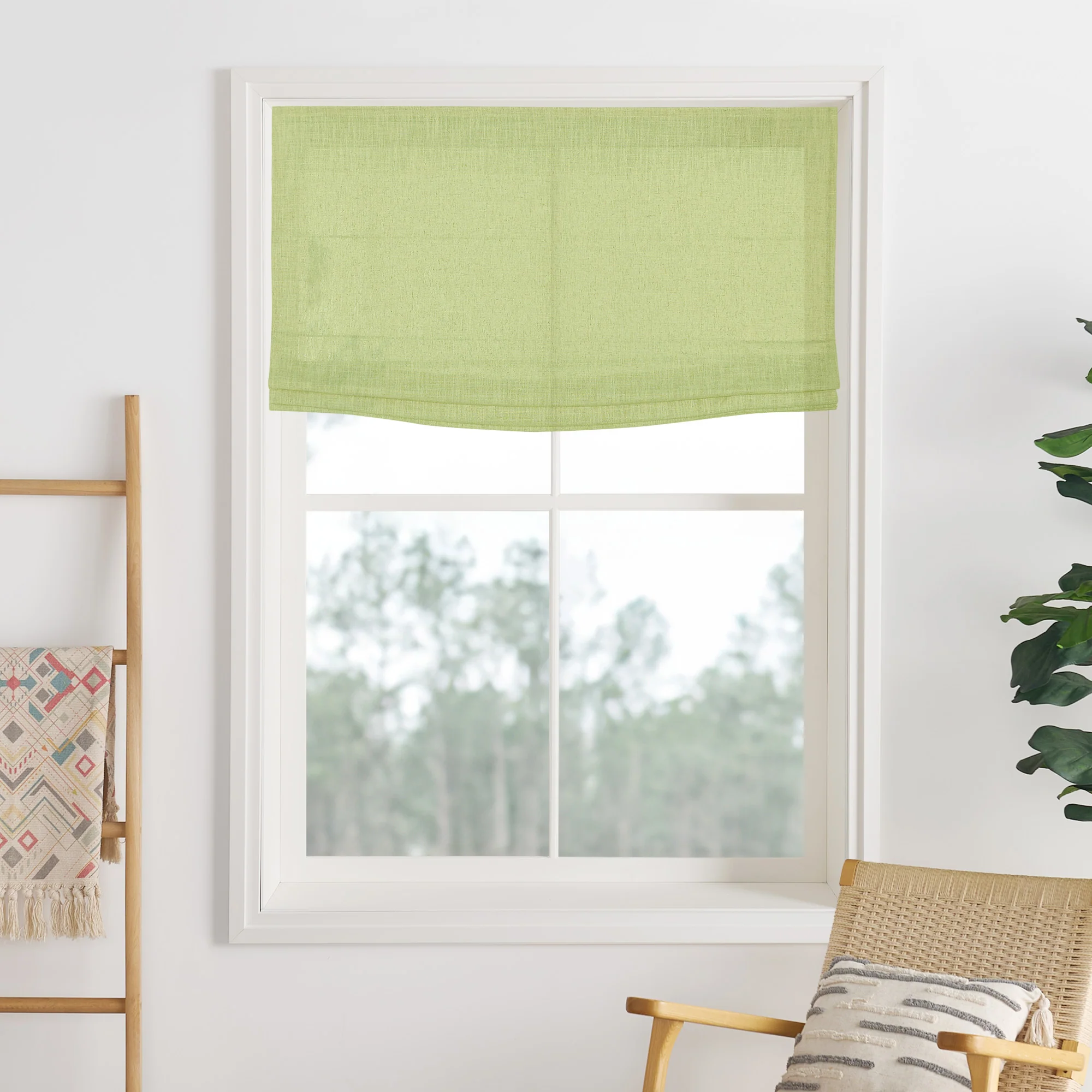 Liz Linen Herringbone Roman Shades & Blinds | Flat Fold - Image 17