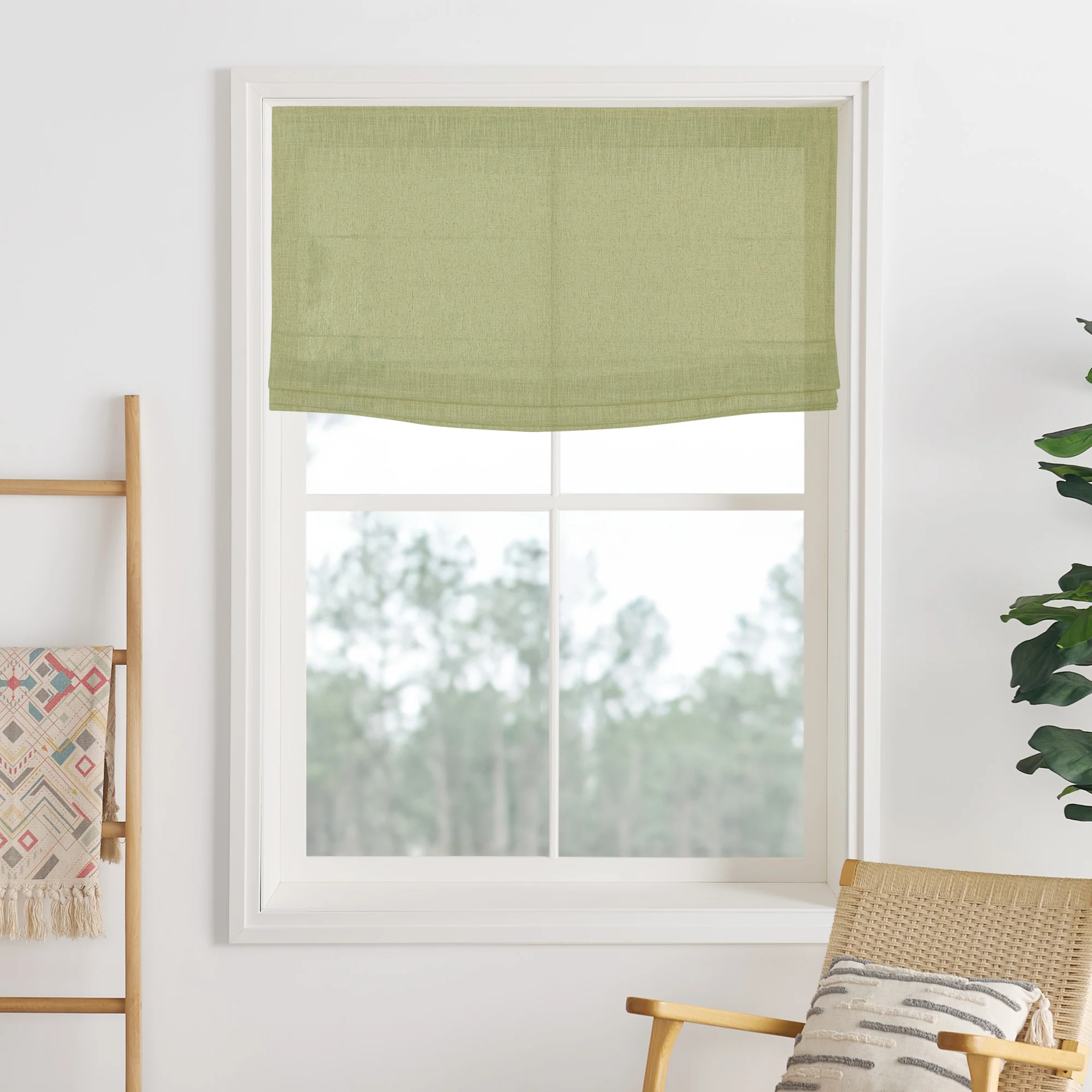 Liz Linen Herringbone Roman Shades & Blinds | Flat Fold - Image 18
