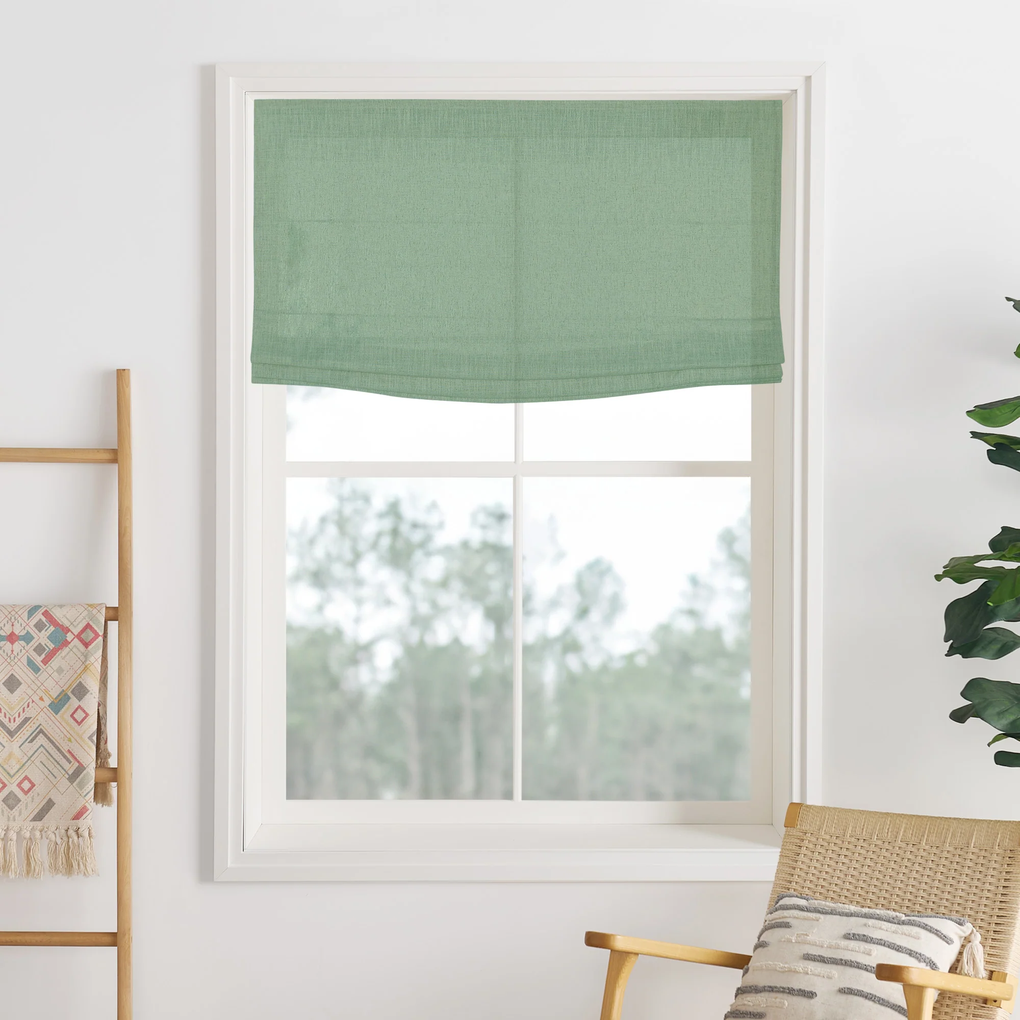 Liz Linen Herringbone Roman Shades & Blinds | Flat Fold - Image 19