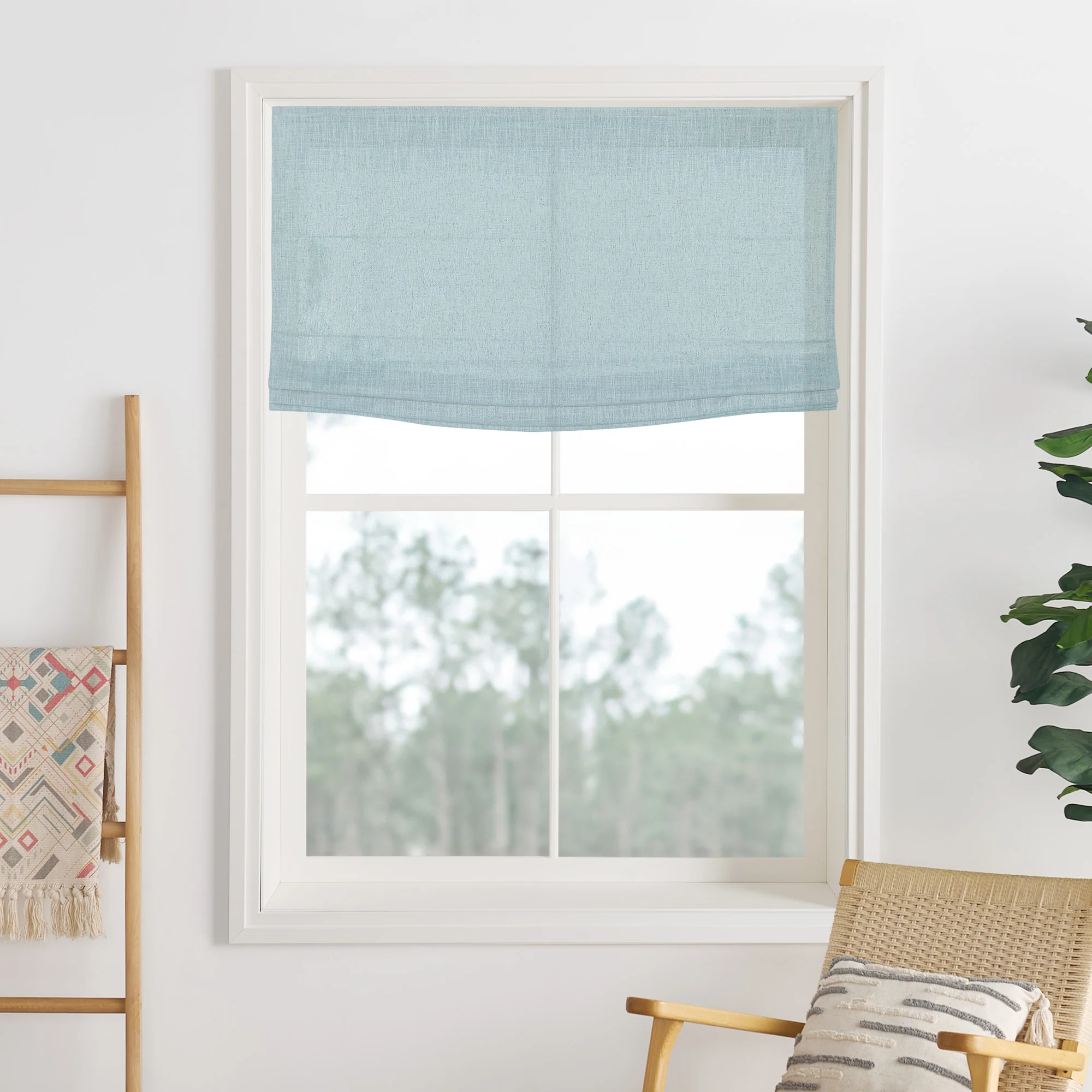 Liz Linen Herringbone Roman Shades & Blinds | Flat Fold - Image 21