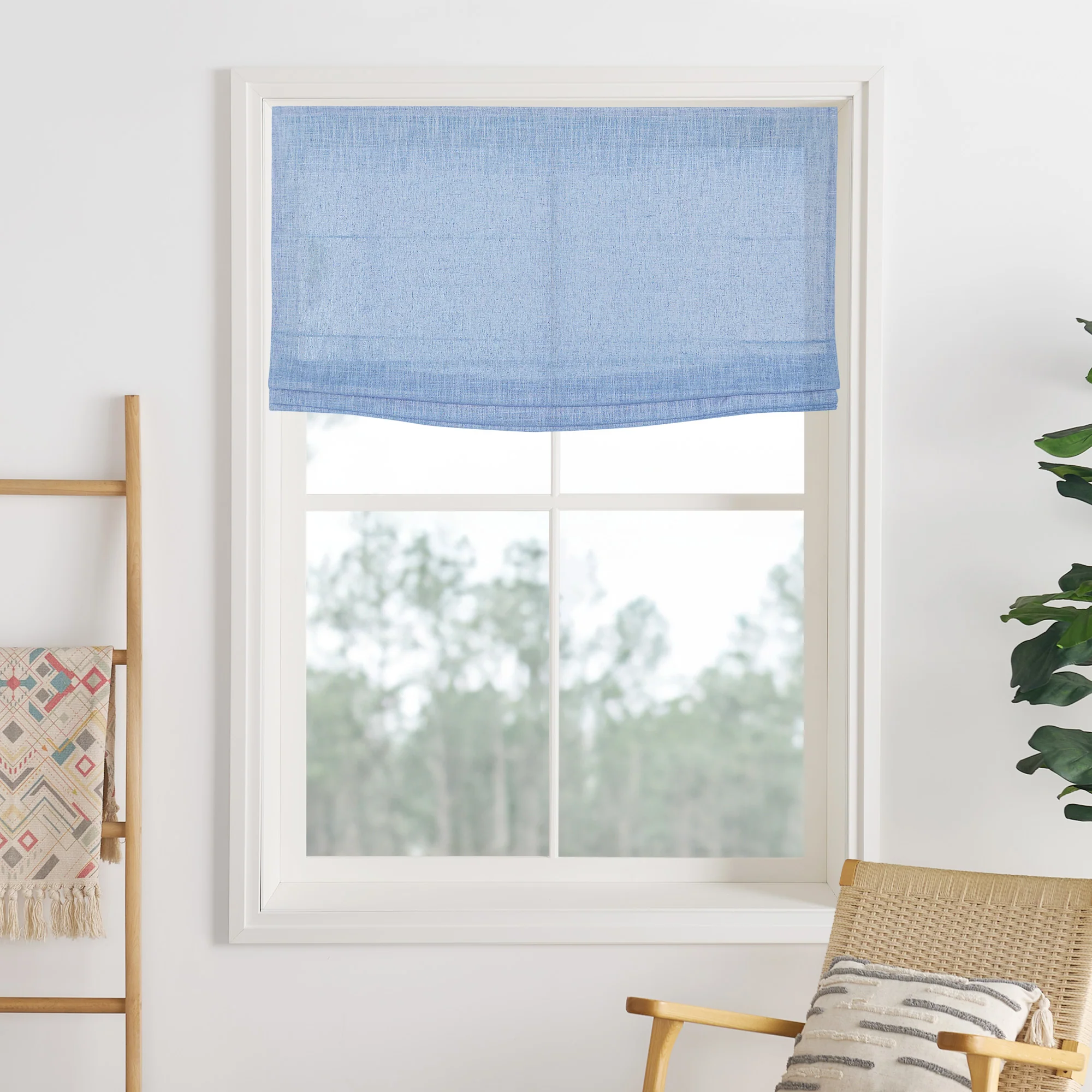 Liz Linen Herringbone Roman Shades & Blinds | Flat Fold - Image 22