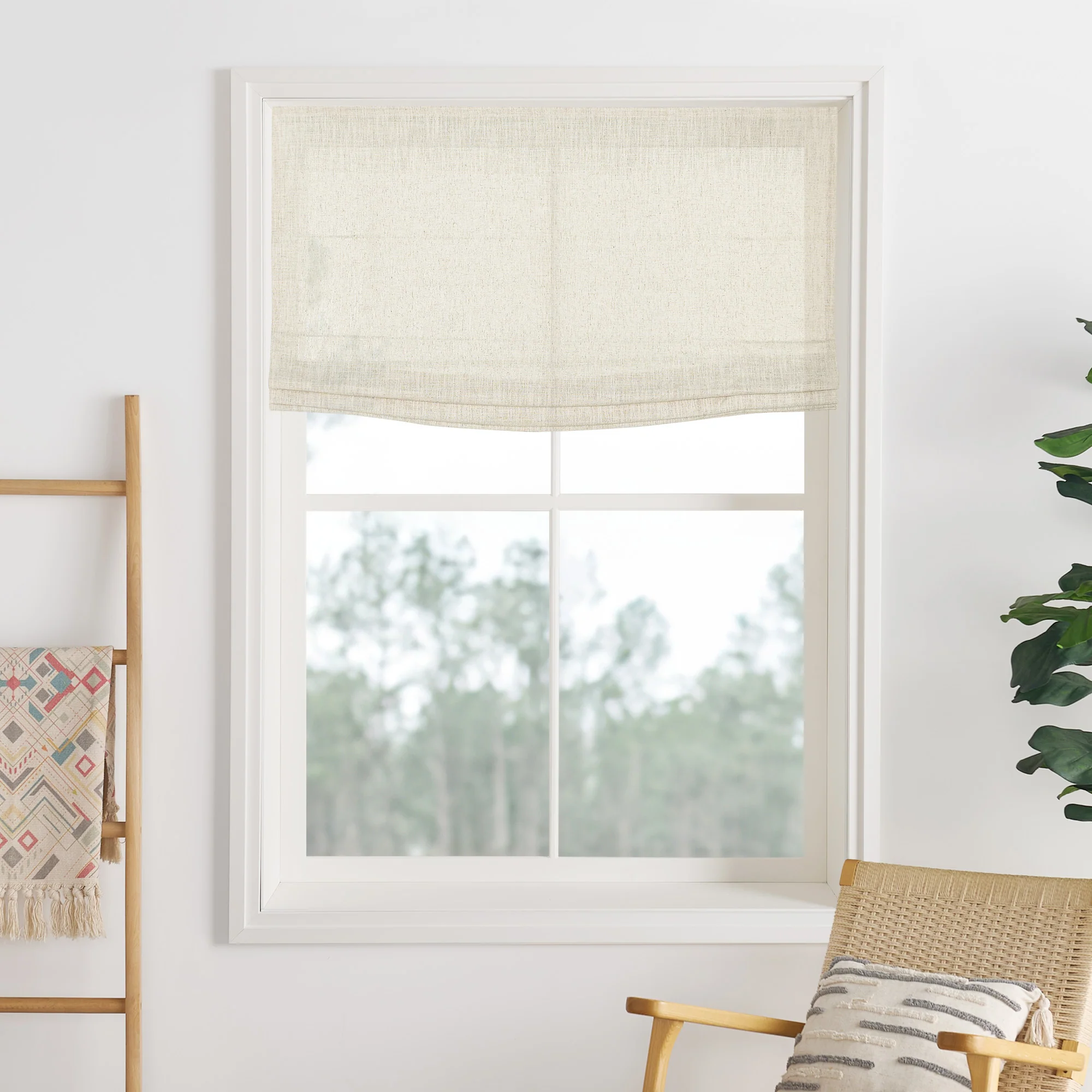 Liz Linen Herringbone Roman Shades & Blinds | Flat Fold - Image 25