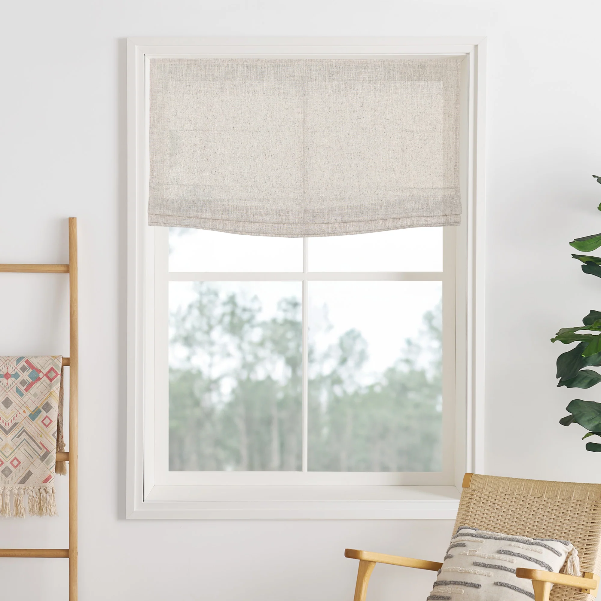 Liz Linen Herringbone Roman Shades & Blinds | Flat Fold - Image 26