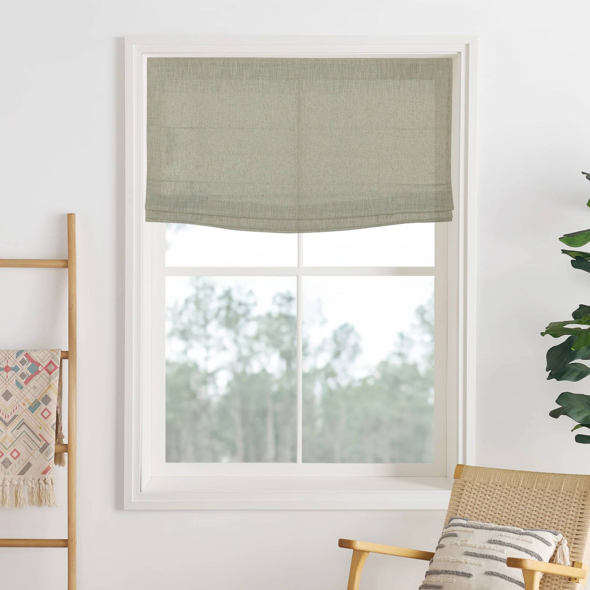 Liz Linen Herringbone Roman Shades & Blinds | Flat Fold - Image 27