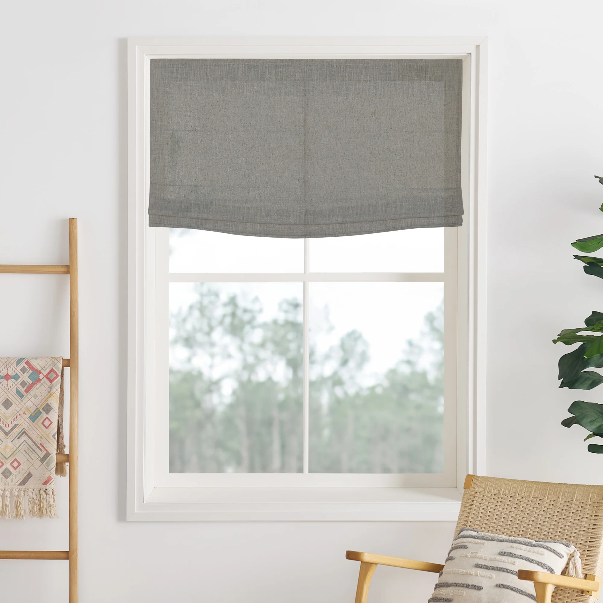 Liz Linen Herringbone Roman Shades & Blinds | Flat Fold - Image 28