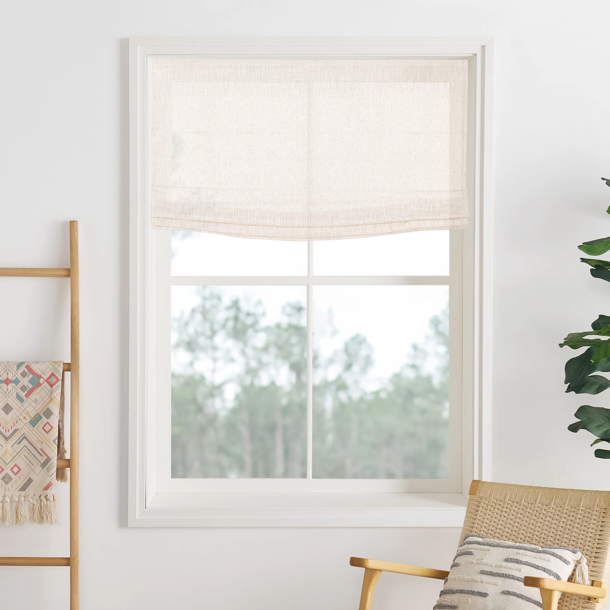 Liz Linen Herringbone Roman Shades & Blinds | Flat Fold - Image 30