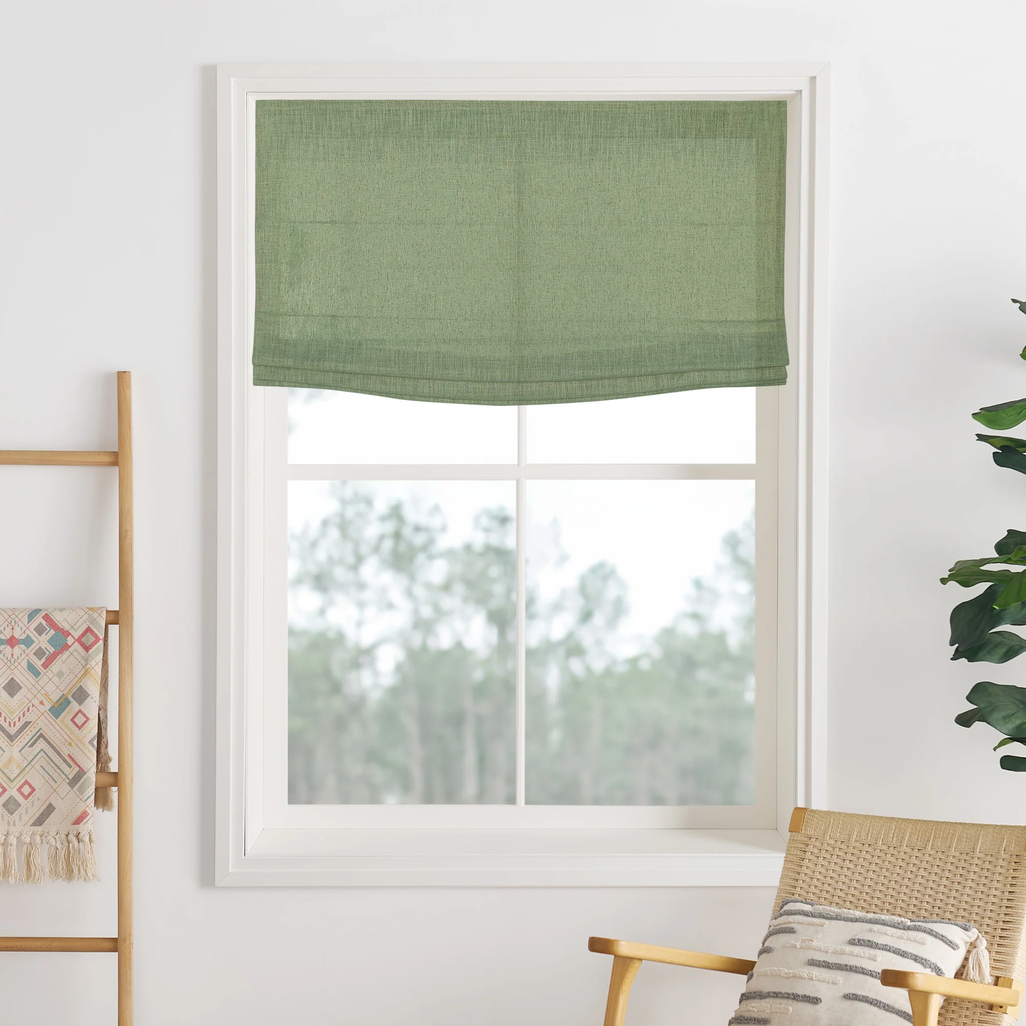 Liz Linen Herringbone Roman Shades & Blinds | Flat Fold - Image 31