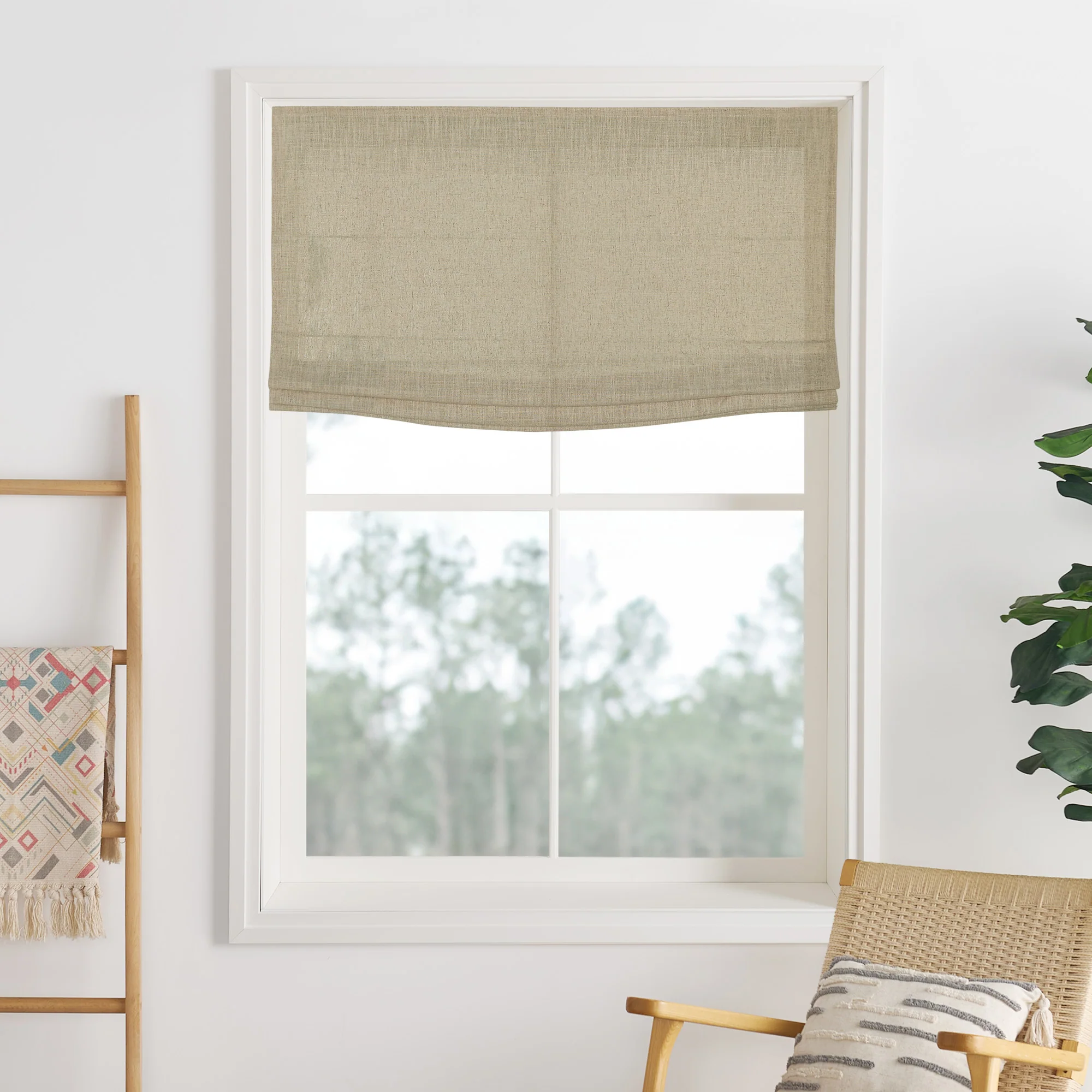 Liz Linen Herringbone Roman Shades & Blinds | Flat Fold - Image 32