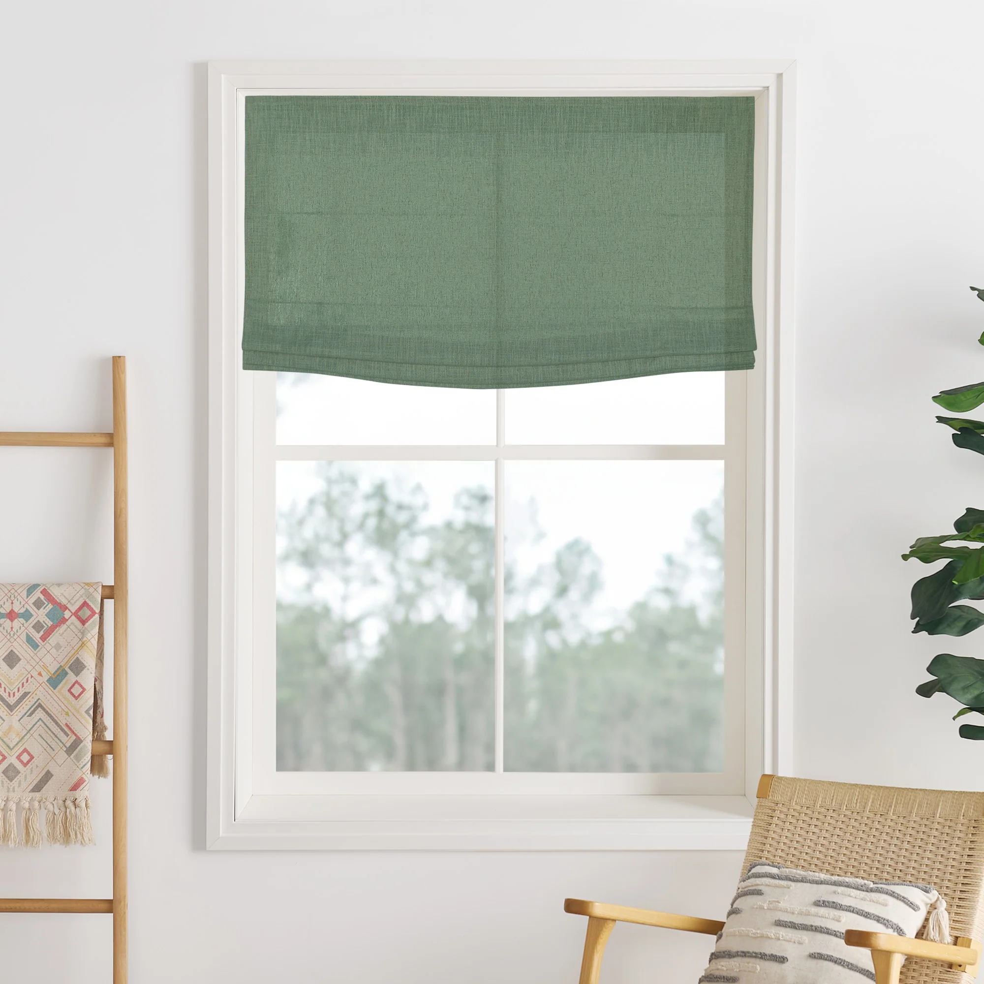 Liz Linen Herringbone Roman Shades & Blinds | Flat Fold - Image 6