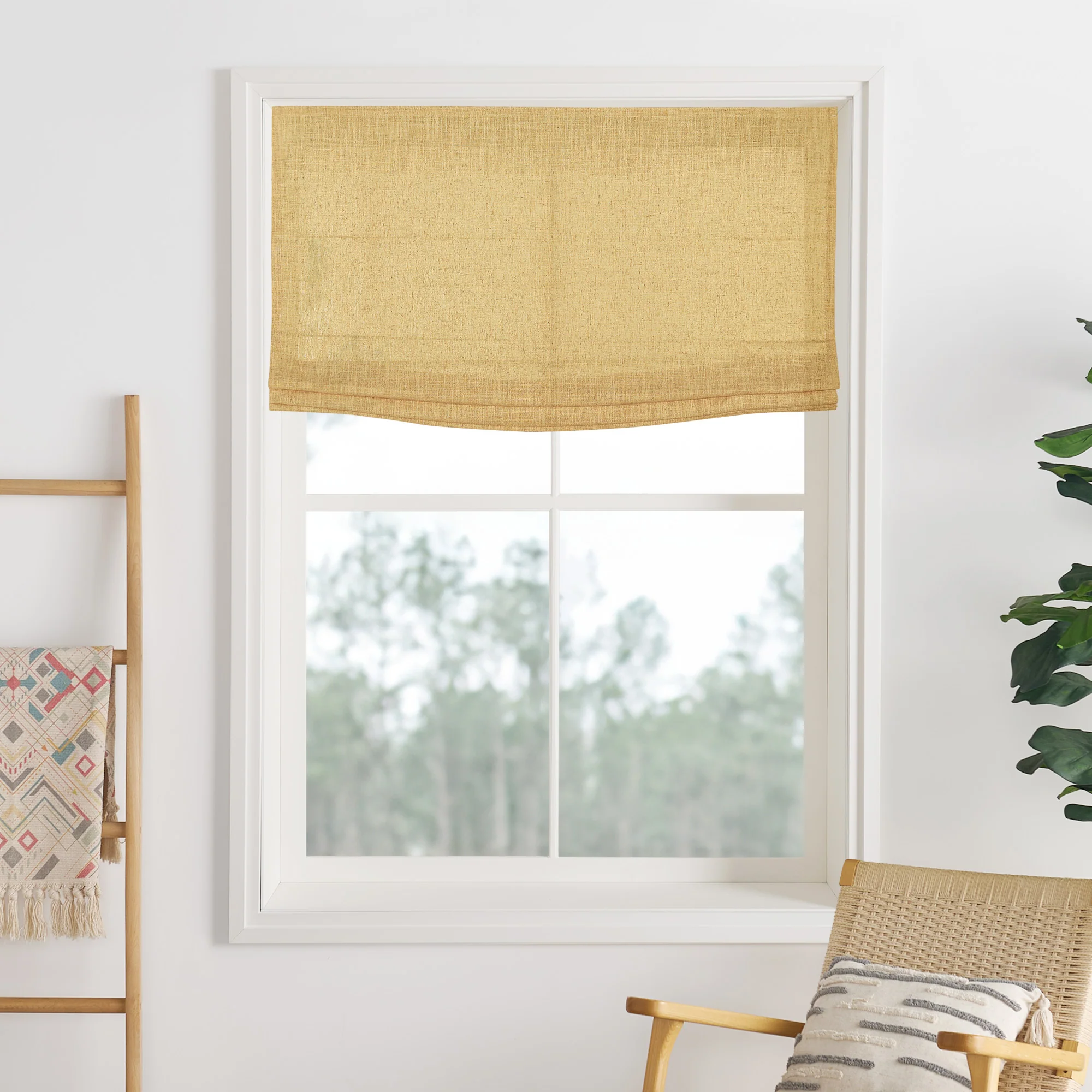 Liz Linen Herringbone Roman Shades & Blinds | Flat Fold - Image 7