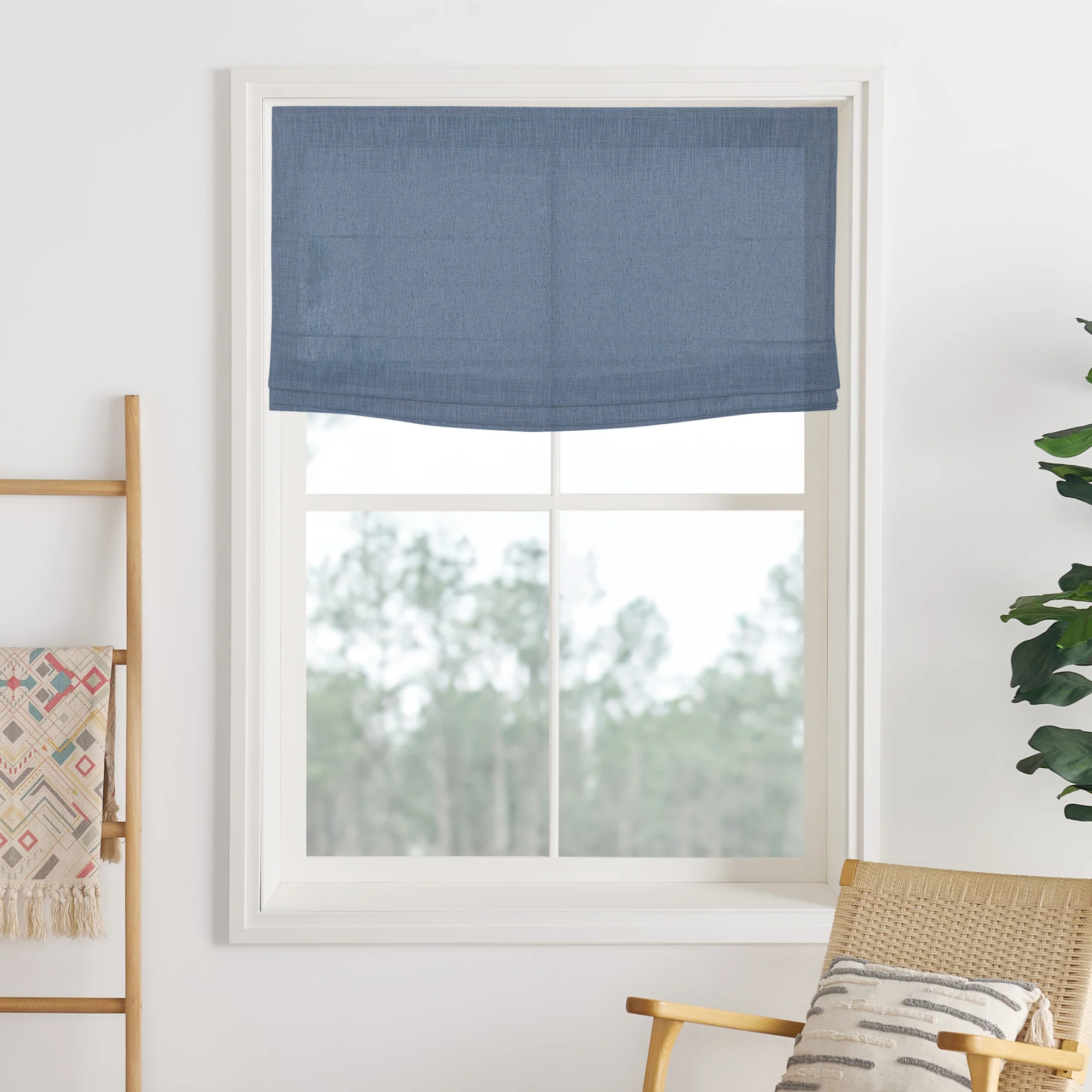 Liz Linen Herringbone Roman Shades & Blinds | Flat Fold - Image 8