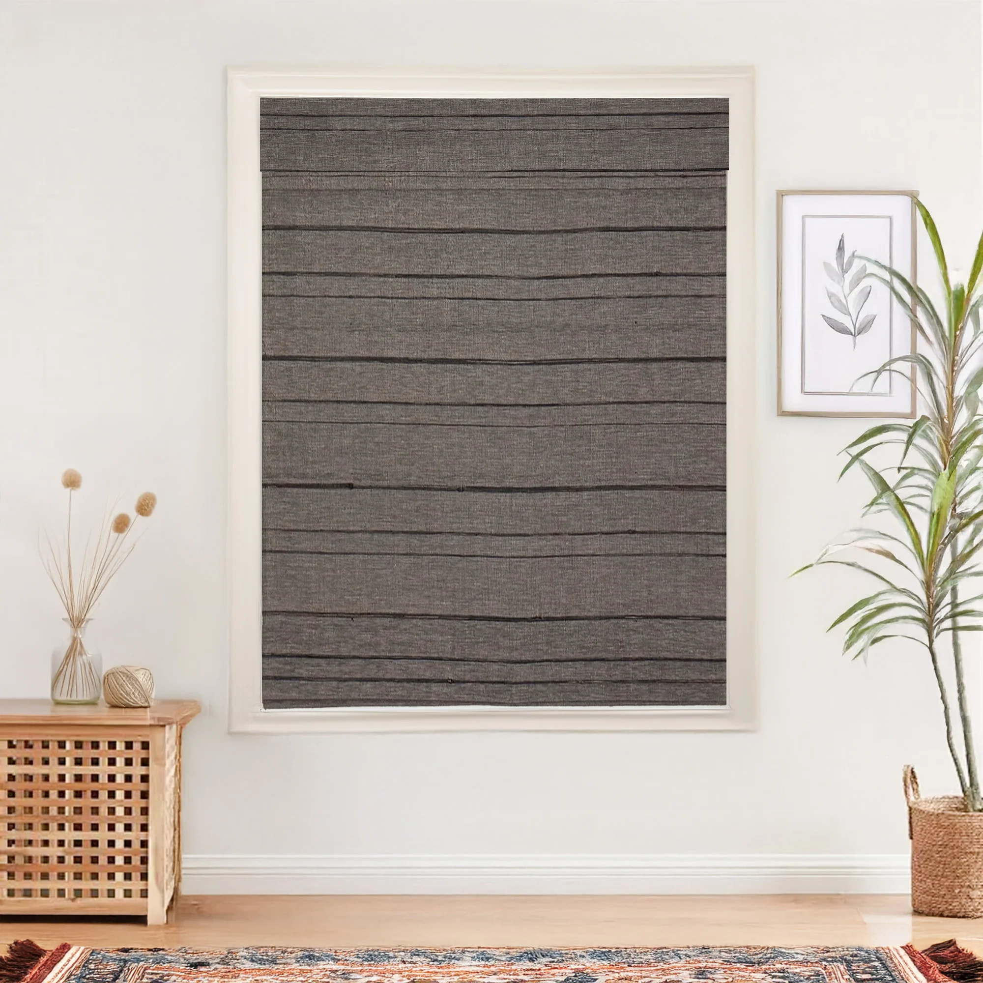 Natural Jute & Hemp Blinds & Shades Top Down Bottom Up | Black Gray - Image 4