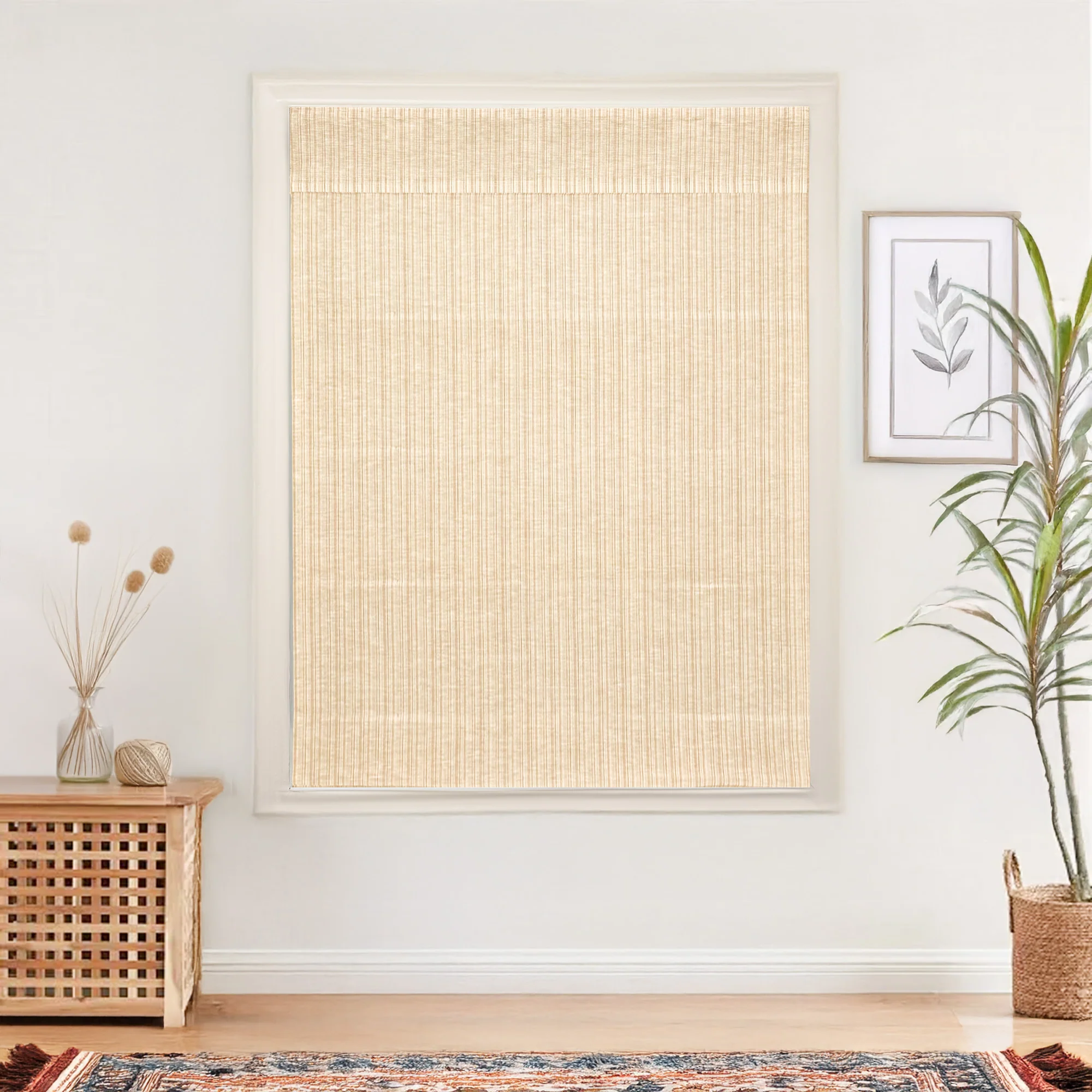 Natural Jute & Hemp Blinds & Shades Top Down Bottom Up | Caramel Stripes - Image 4