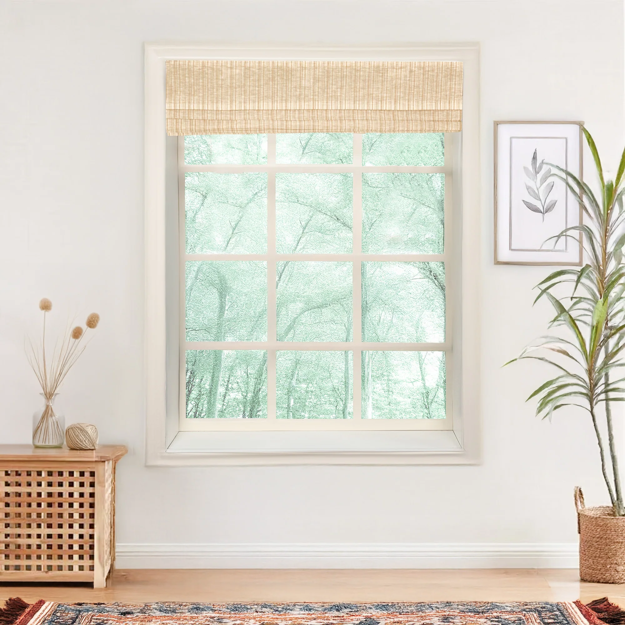 Natural Jute & Hemp Blinds & Shades Top Down Bottom Up | Caramel Stripes - Image 5