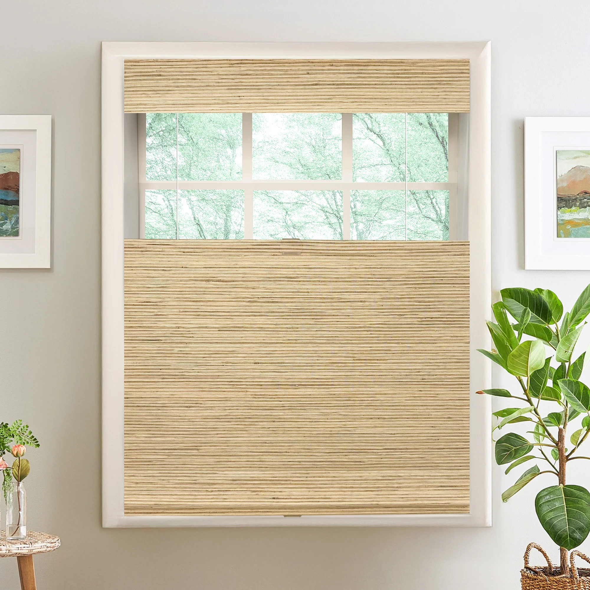 Ramie Woven Bamboo Blinds & Shades Top Down Bottom Up| Beige Brown - Image 5