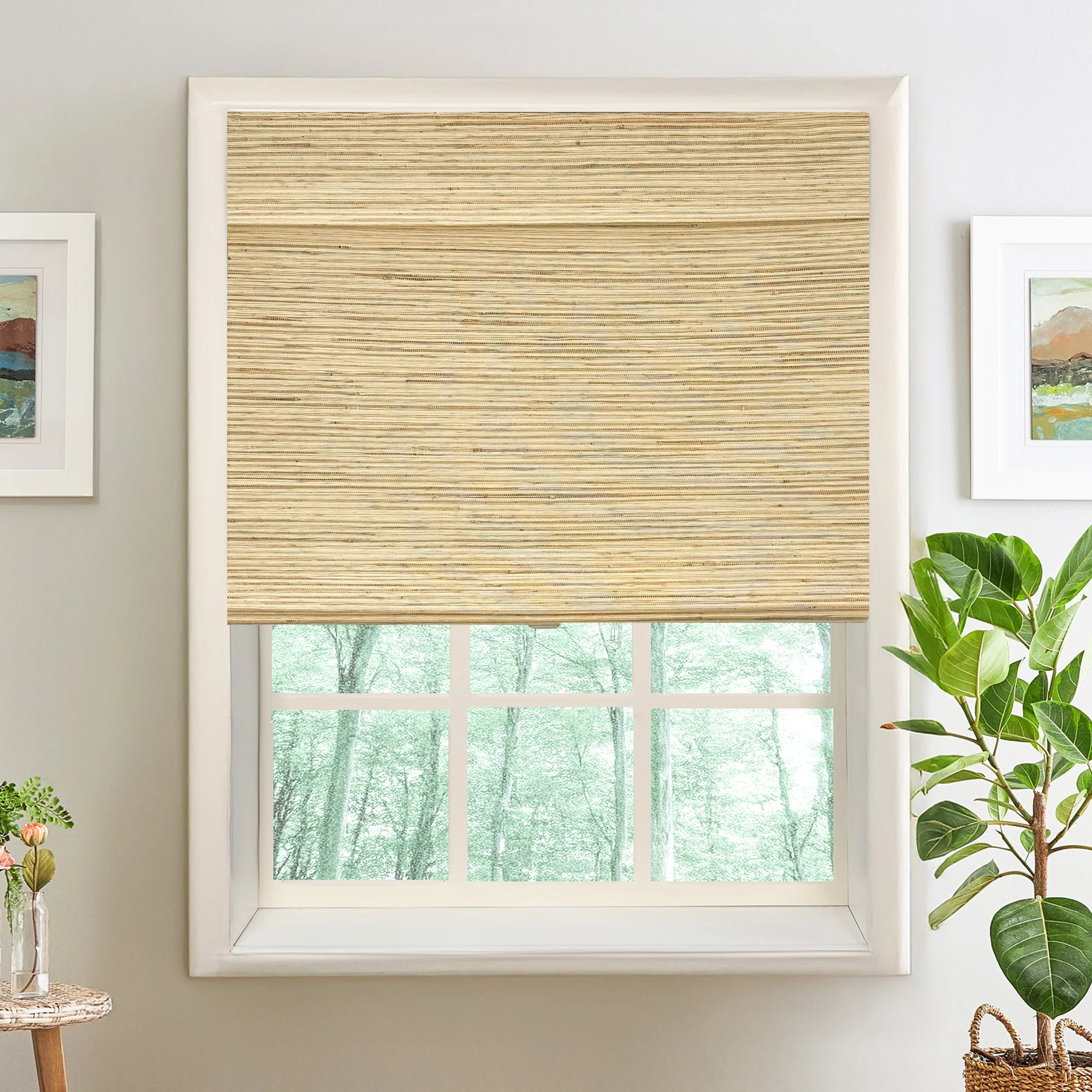 Ramie Woven Bamboo Blinds & Shades Top Down Bottom Up| Beige Brown - Image 6