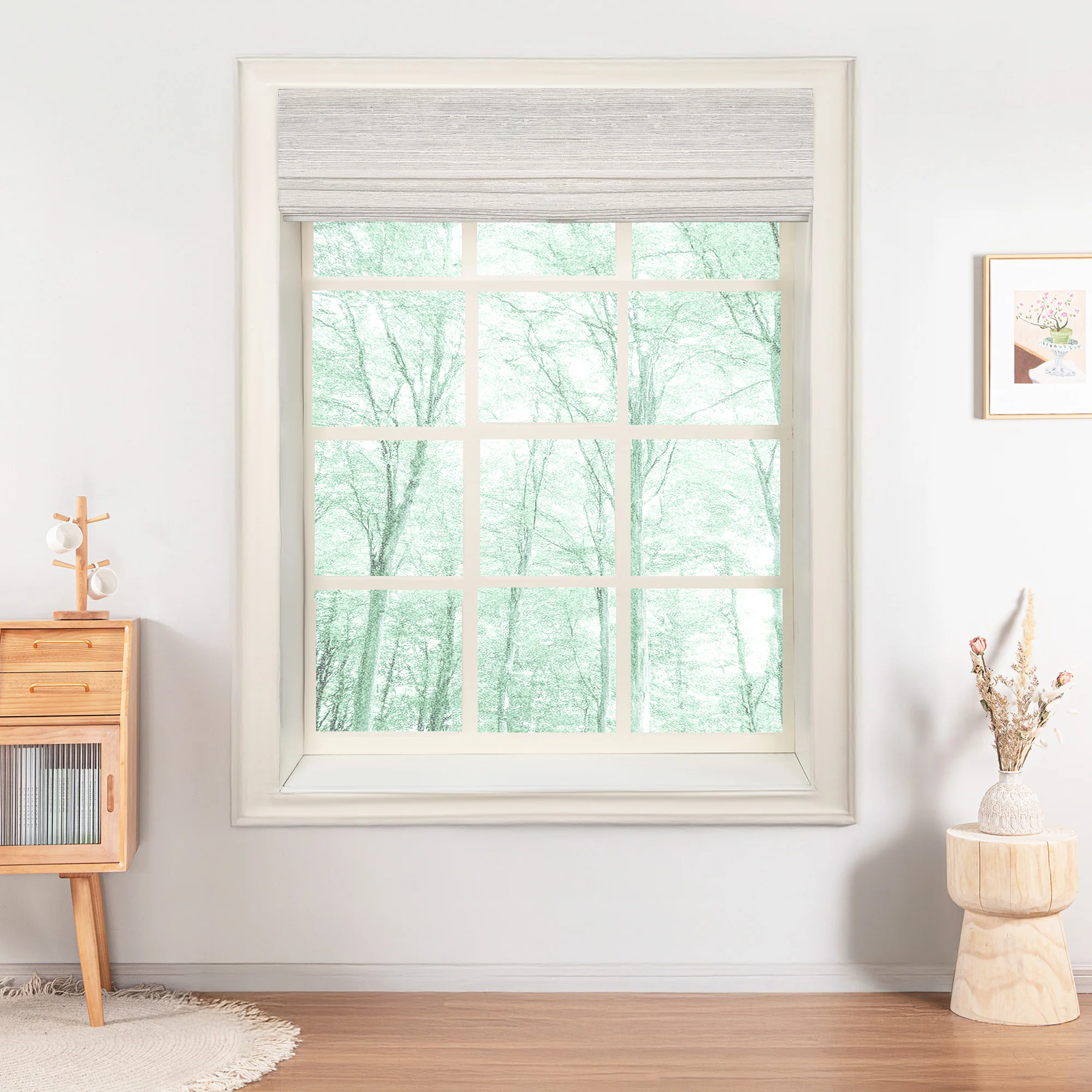 Ramie Woven Bamboo Blinds & Shades Top Down Bottom Up | Beige White - Image 7