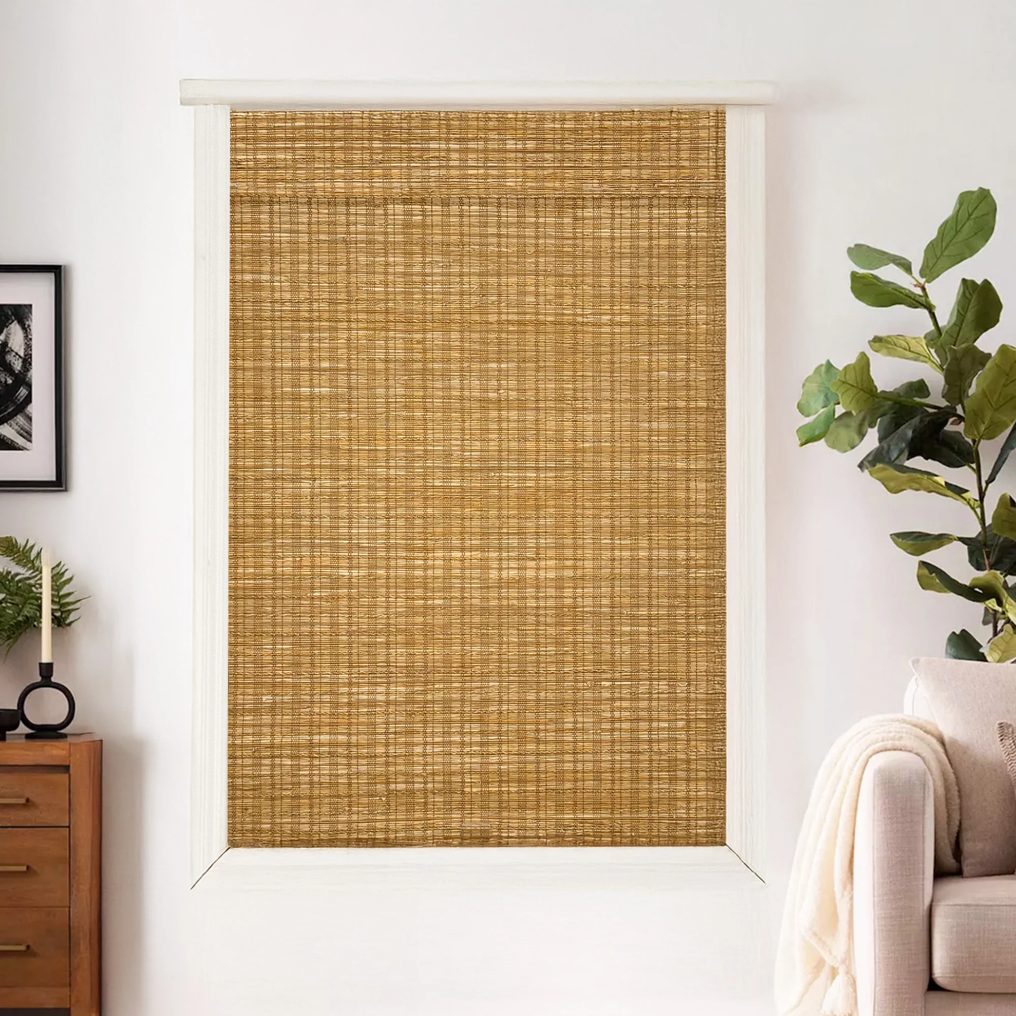 Ramie Woven Bamboo Blinds & Shades Top Down Bottom Up | Cinnamon - Image 9