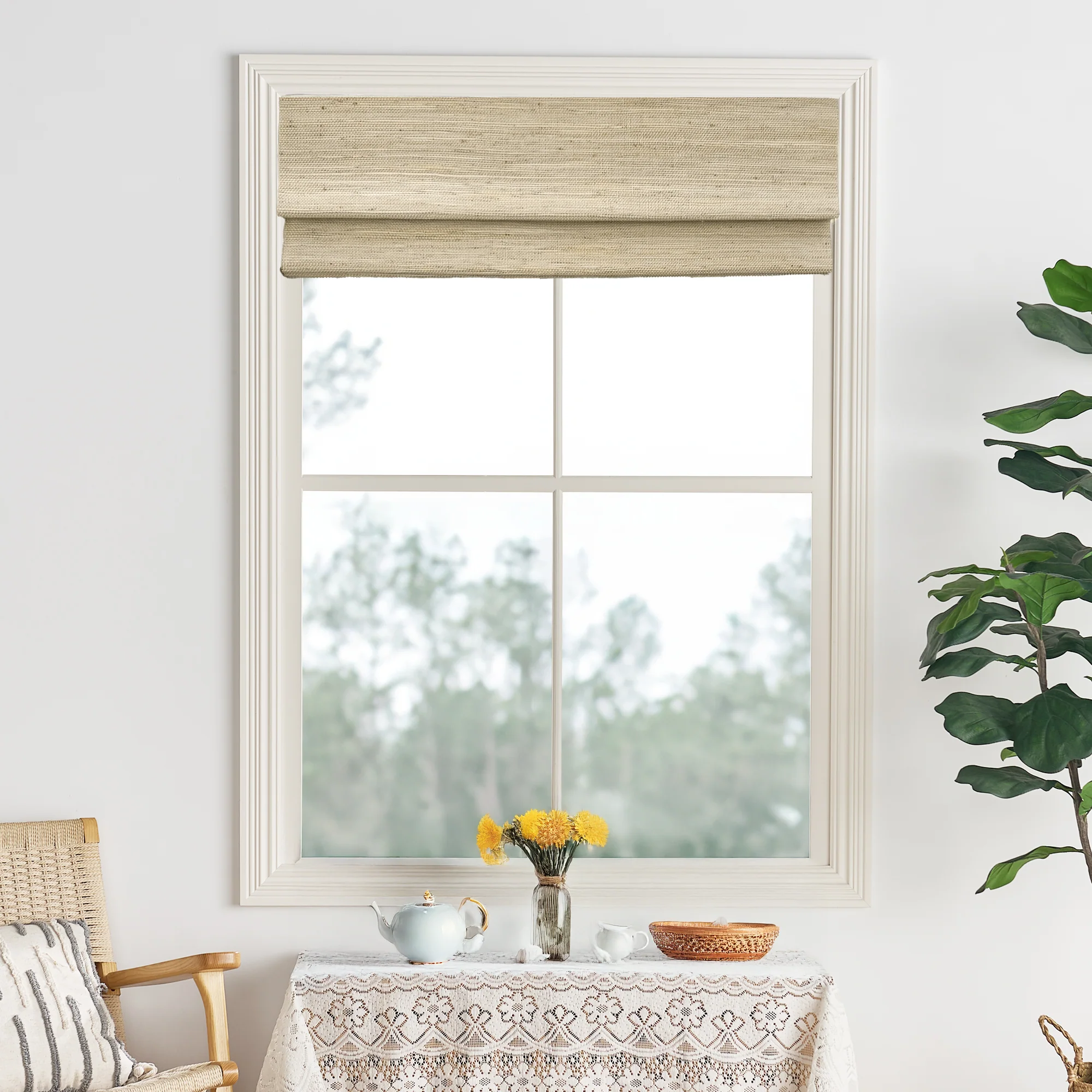 Ramie Woven Bamboo Blinds & Shades Top Down Bottom Up | Ivory - Image 6