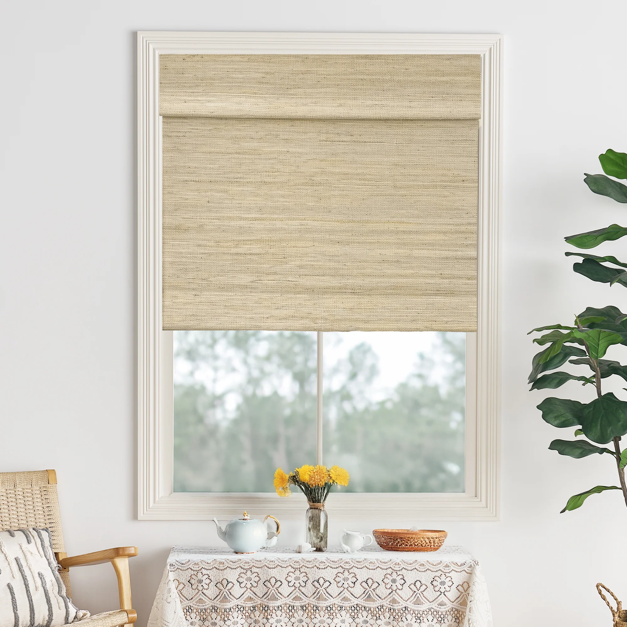 Ramie Woven Bamboo Blinds & Shades Top Down Bottom Up | Ivory - Image 7