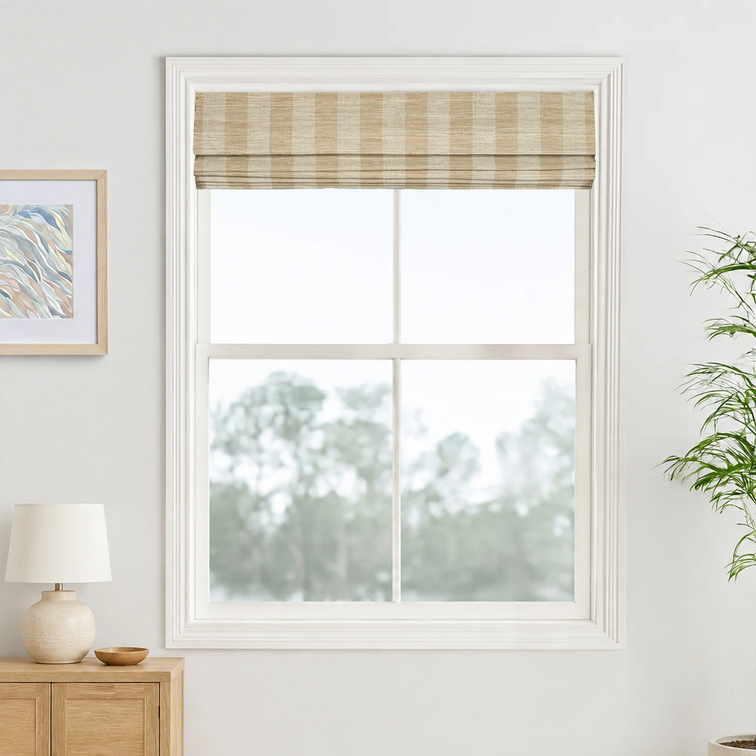 Reed Stripe Bamboo Blinds & Shades - Wooden Headrail - Image 12