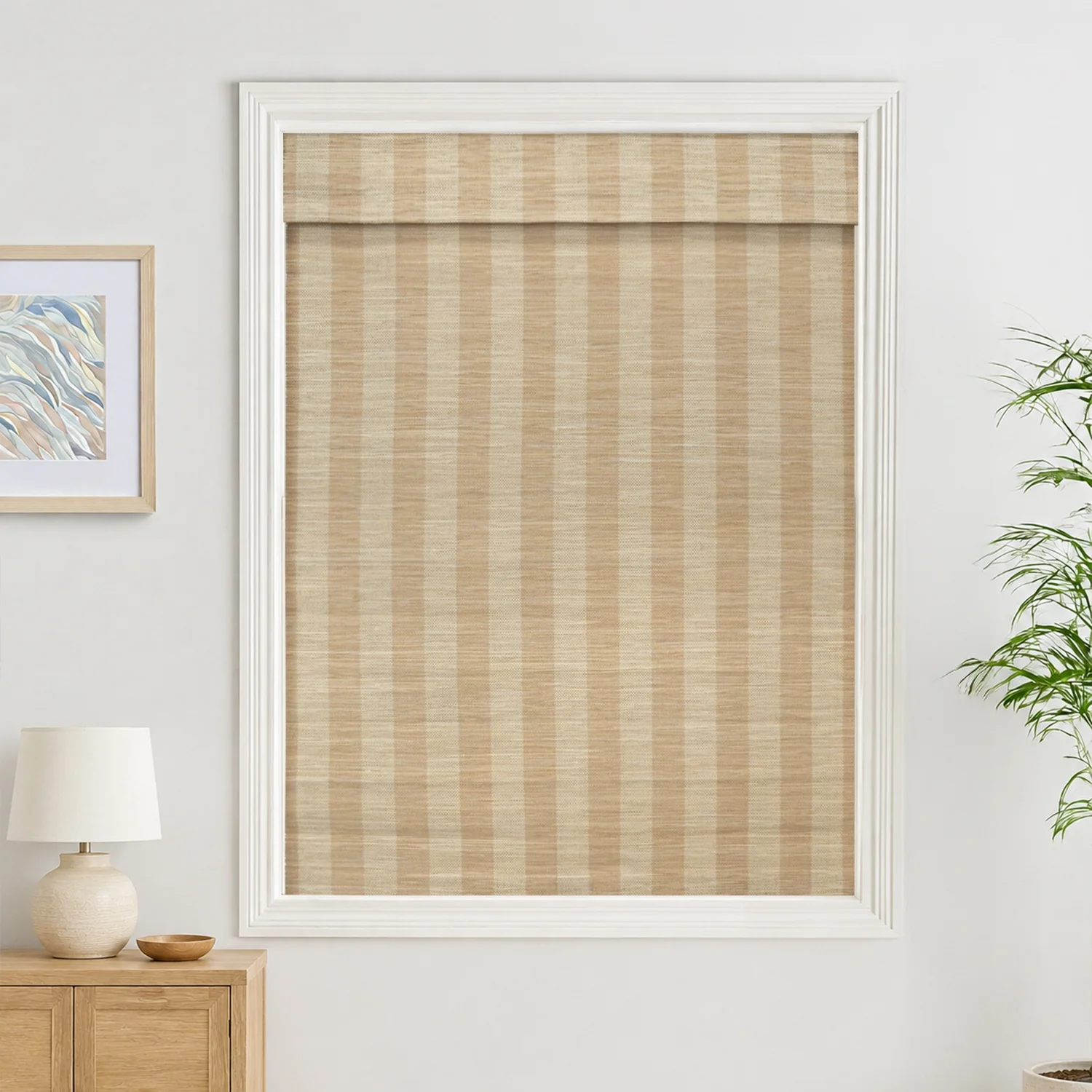 Reed Stripe Bamboo Blinds & Shades - Wooden Headrail - Image 13
